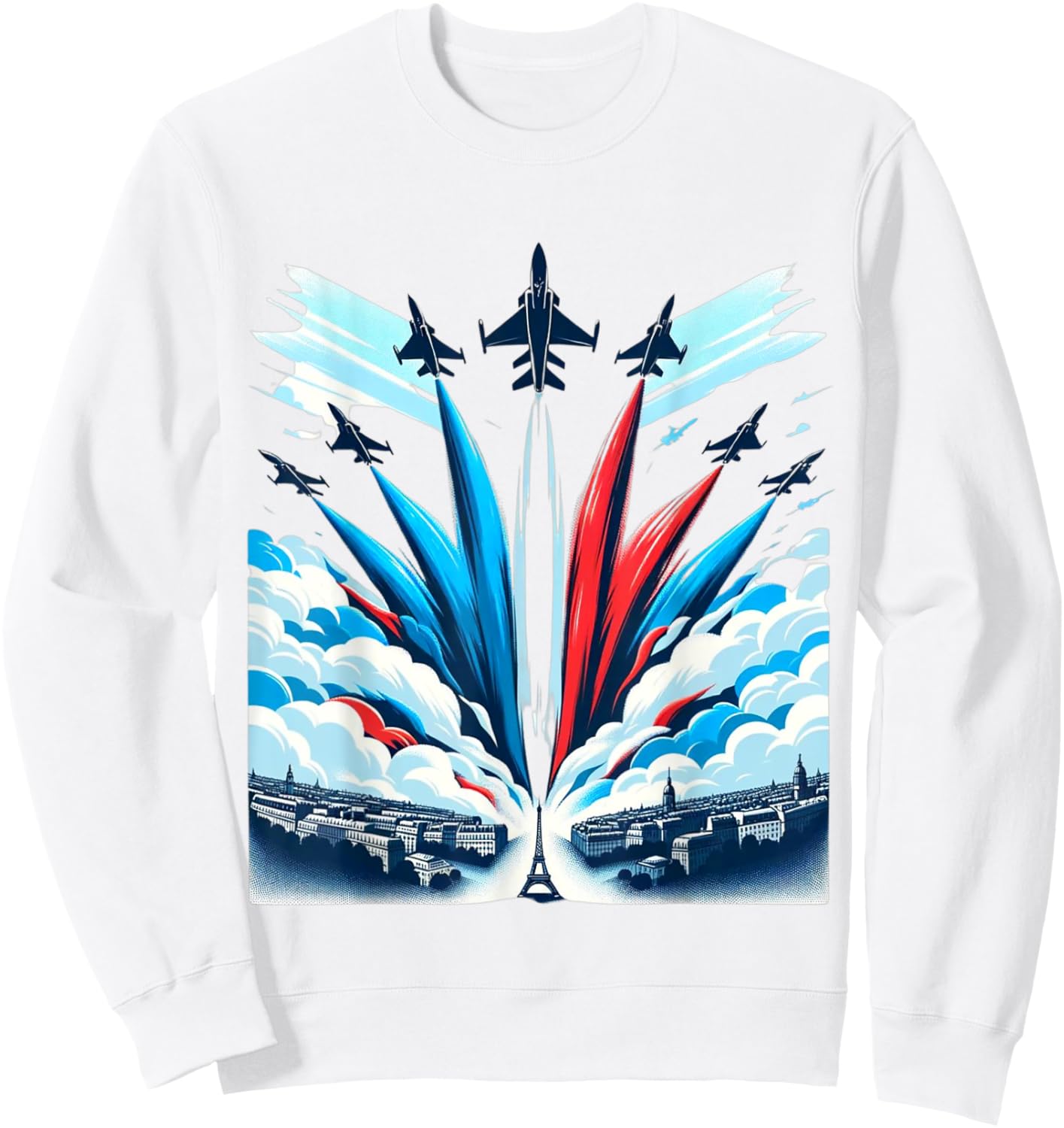 French National Day Bastille Airplane , white, S Sweatshirt - Sweatshirt | White