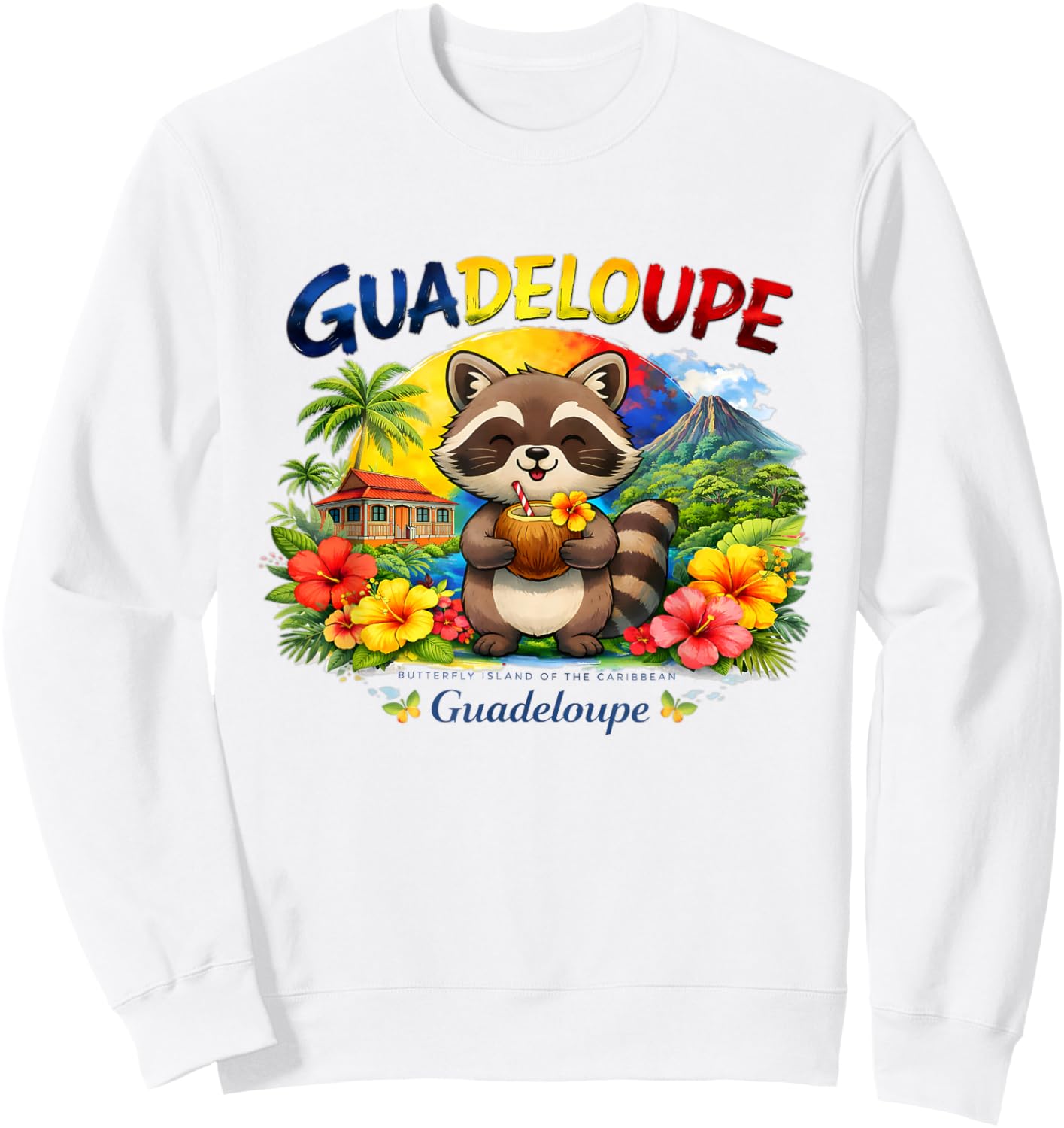 Guadeloupe Drapeau Carte Graphique Fille Sweatshirt - Sweatshirt | White
