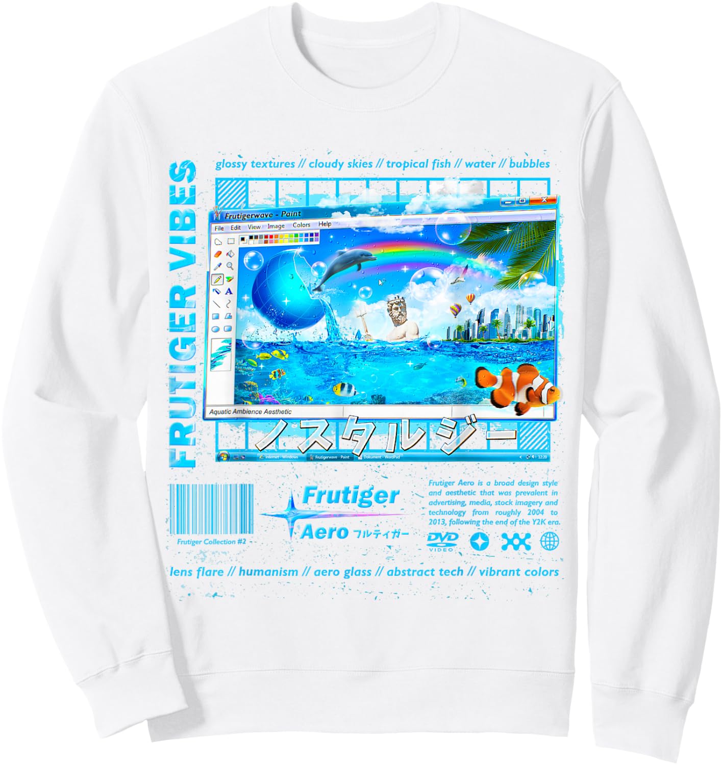 Frutiger Aero Fashion Collection - Frutiger Vibes , white, S Sweatshirt - Sweatshirt | White