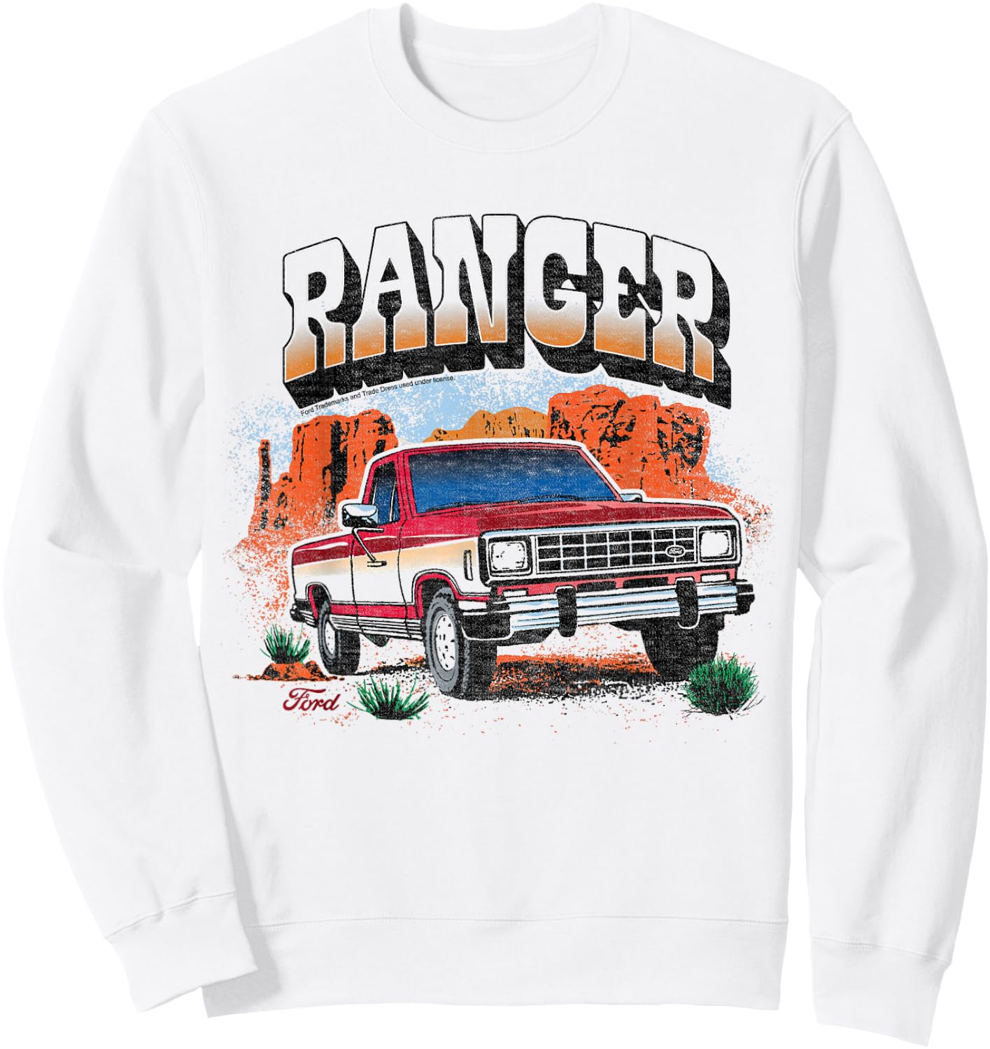 Ford - Ranger Truck 1983 Outdoor Desert Mountain Landscape , White Sweatshirt - Sweatshirt | White