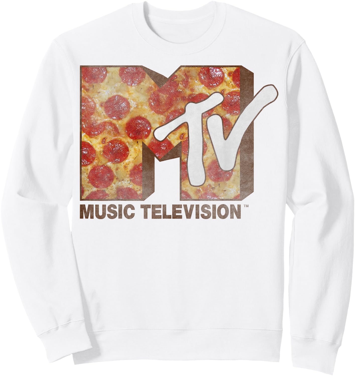 MTV Pepperoni Pizza Logo Sweatshirt - Sweatshirt | White