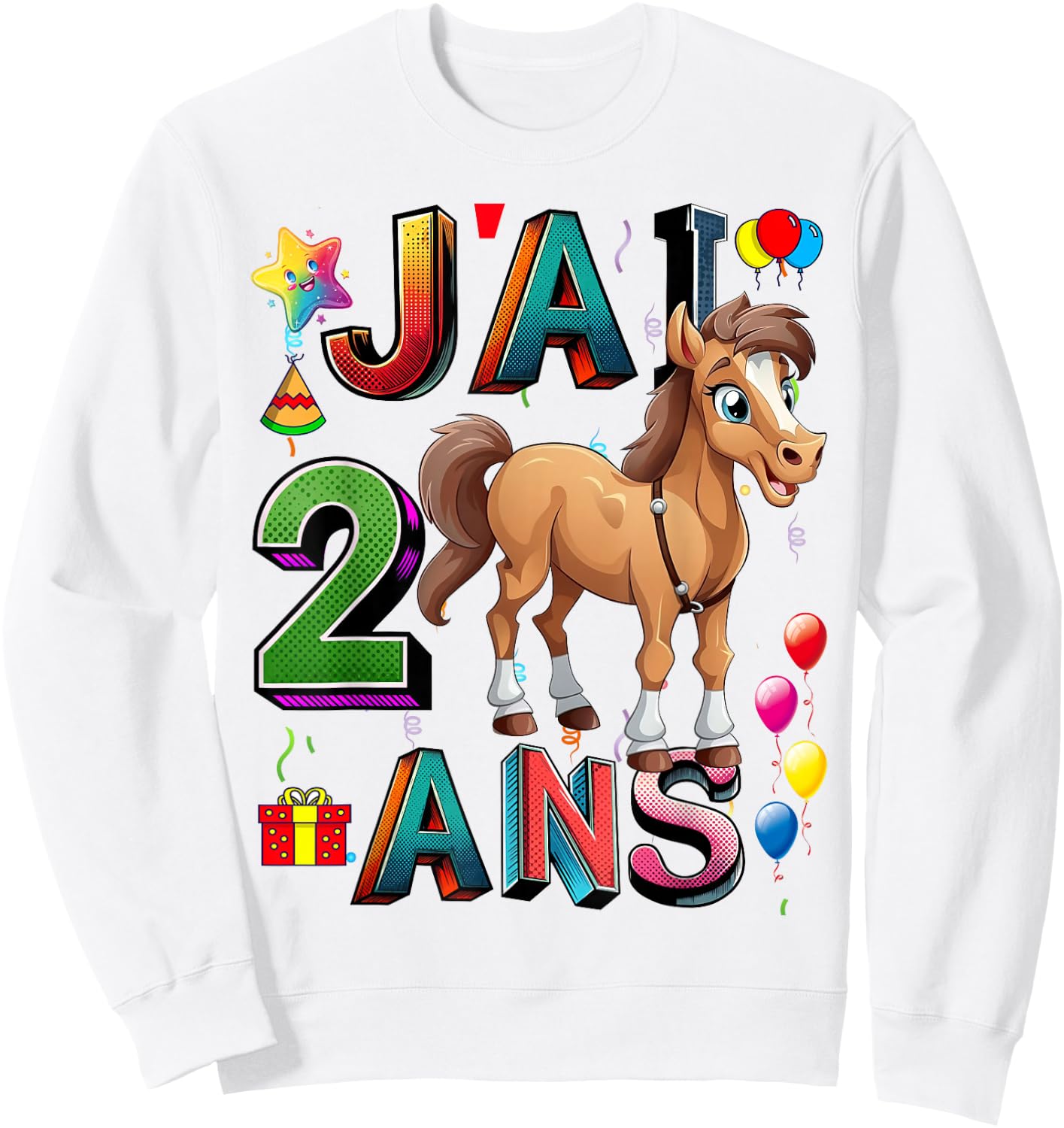 Child Horse Child 2 Years Birthday Boy Girl Horse , white, S Sweatshirt - Sweatshirt | White
