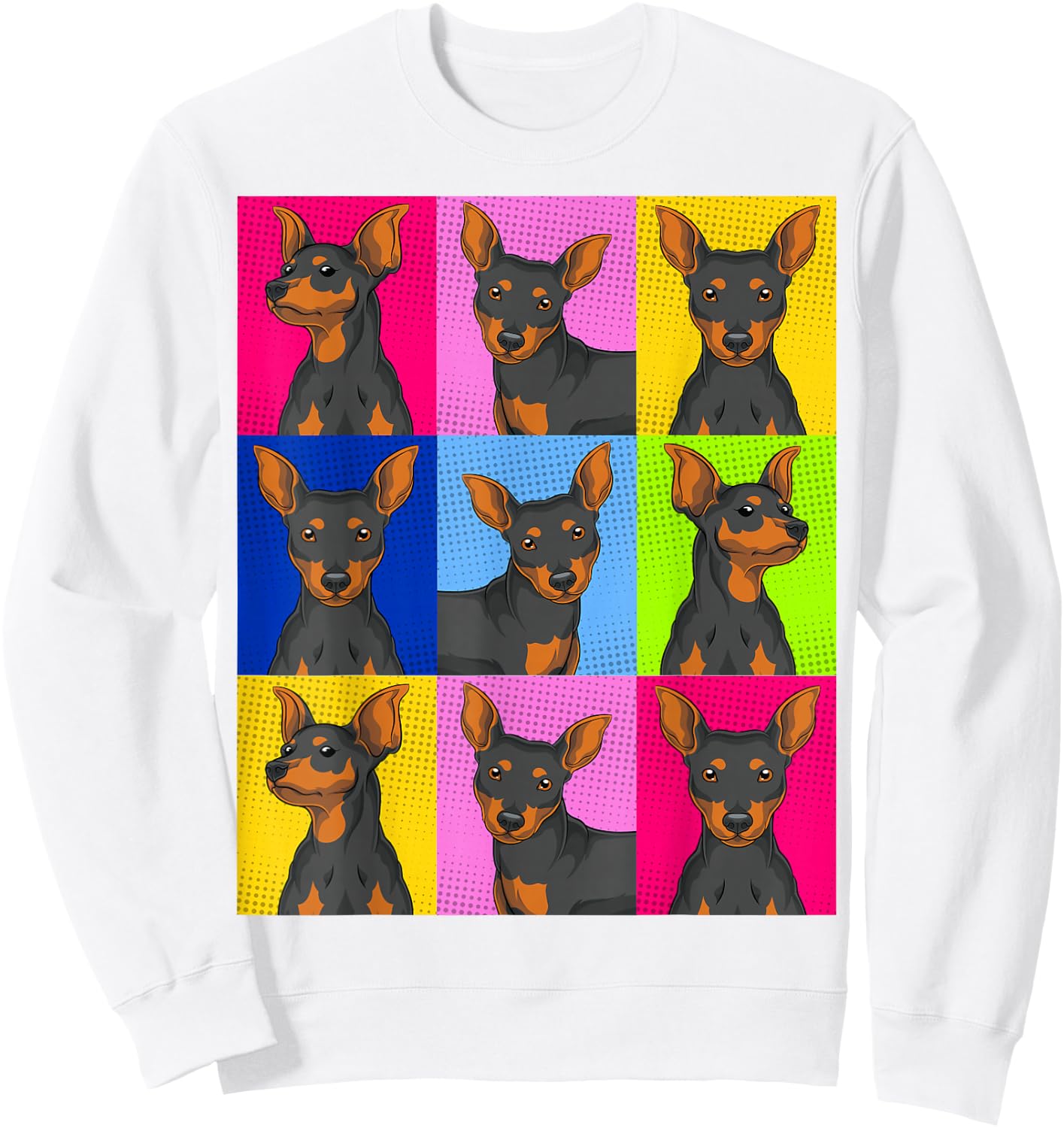 Dog Owner Animal Pet Min Pin Dog Lover Pop Art Min Pinscher Sweatshirt - Sweatshirt | White