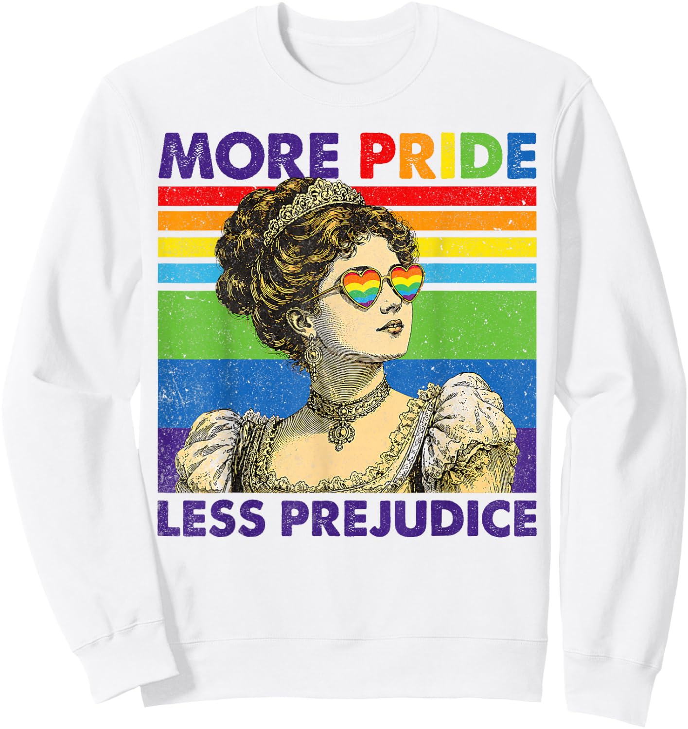 More Pride Less Prejudice Pride Month LGBTQ Sweatshirt - Sweatshirt | White