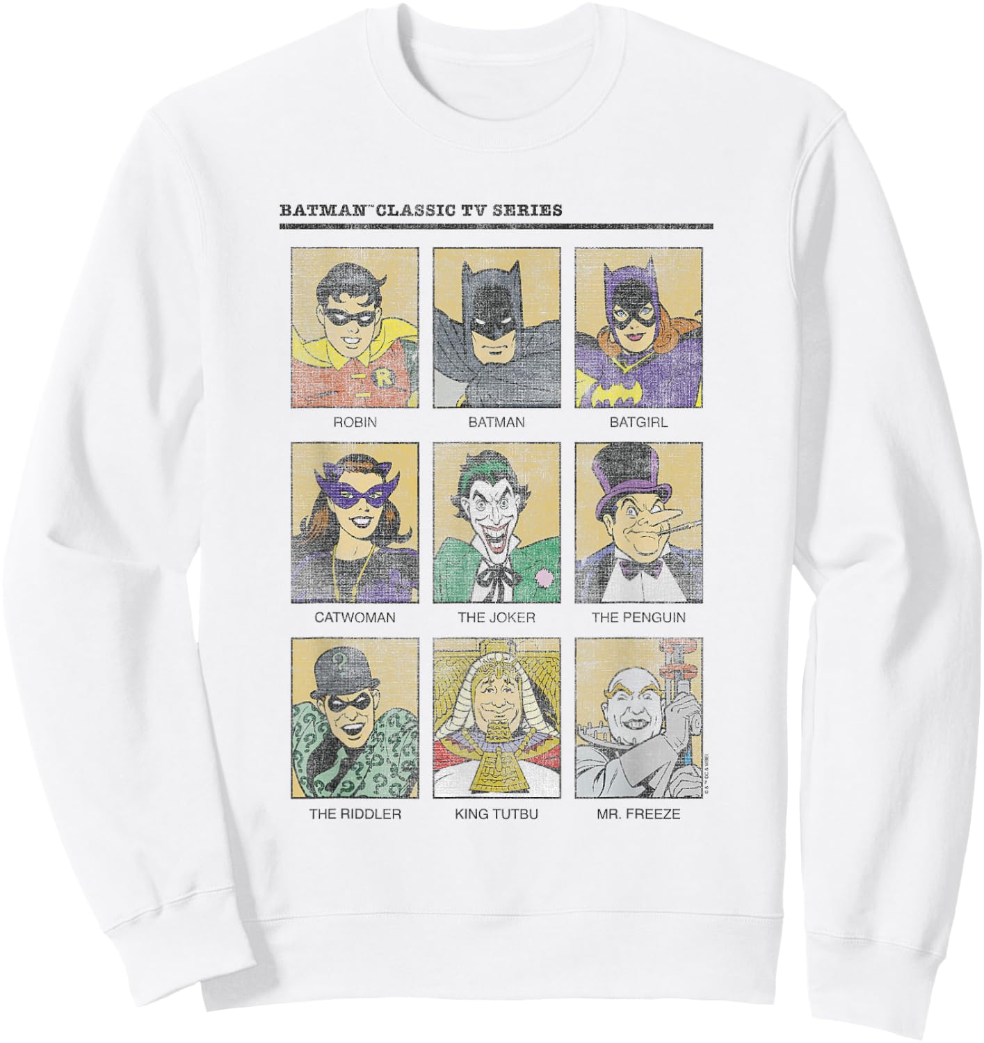 Batman Vintage 60's Heroes & Villains Comic Yearbook Sweatshirt - Sweatshirt | White