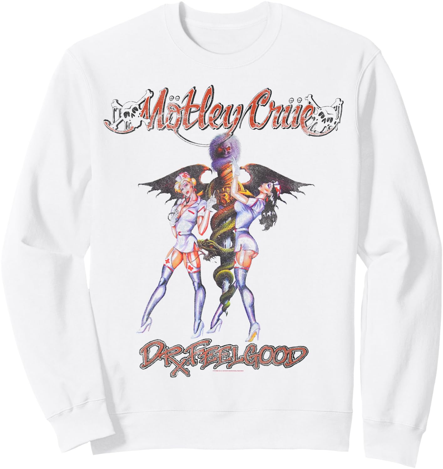 Mötley Crüe Vintage Dr. Feelgood , White Sweatshirt - Sweatshirt | White