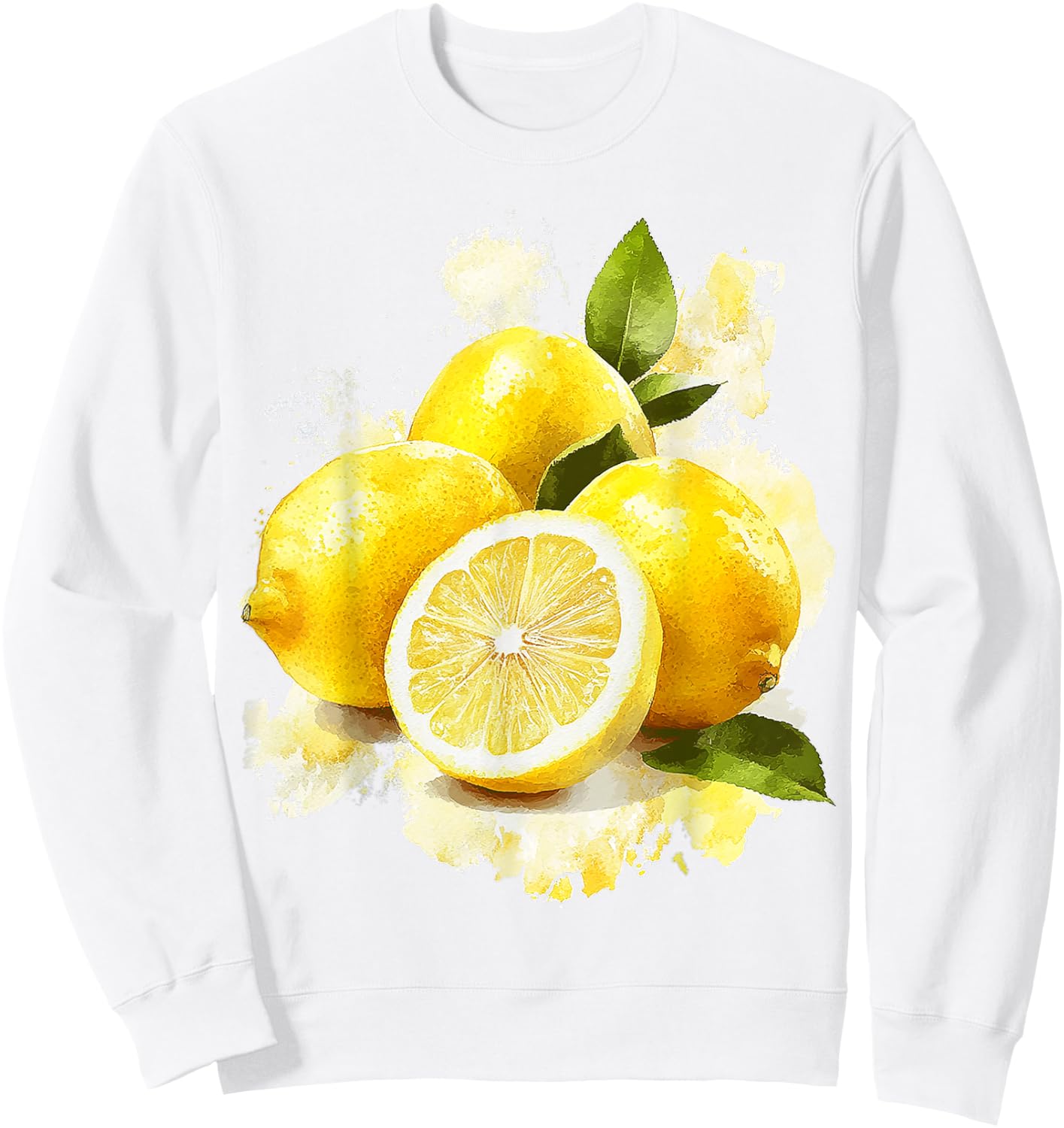 Lemon Fruit Motif Artwork Lemon , White Sweatshirt - Sweatshirt | White