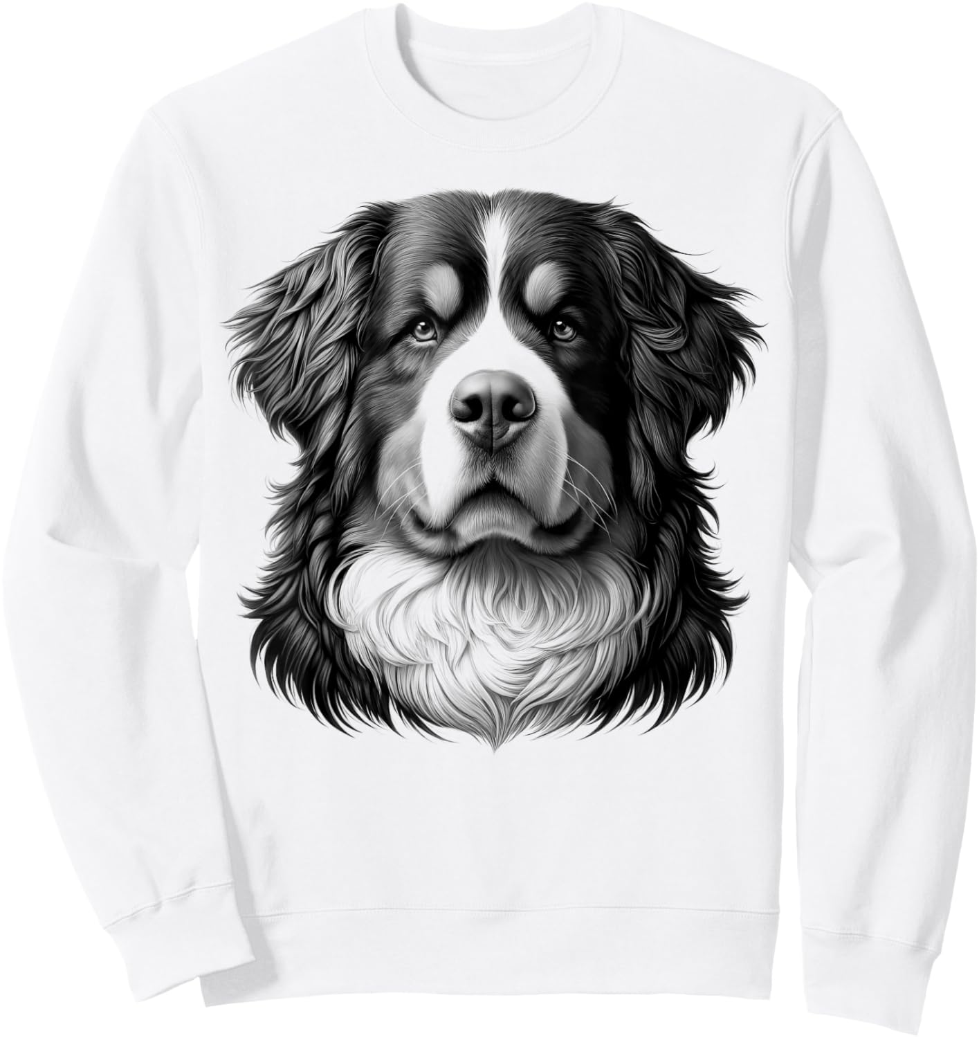 Proud Bernese Mountain Dog Head Portrait in Drawing Style Men Women Girls Kids Sweatshirt - Sweatshirt | White