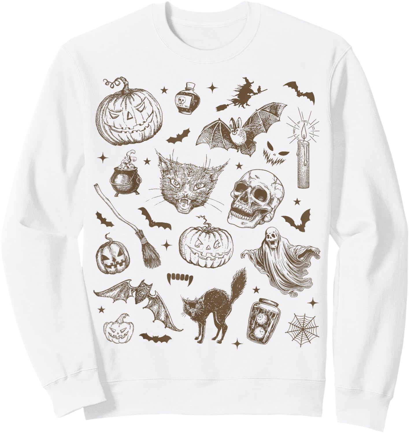 Halloween Vintage 90s Witchy Aesthetic Cute Retro Graphic Sweatshirt - Sweatshirt | White