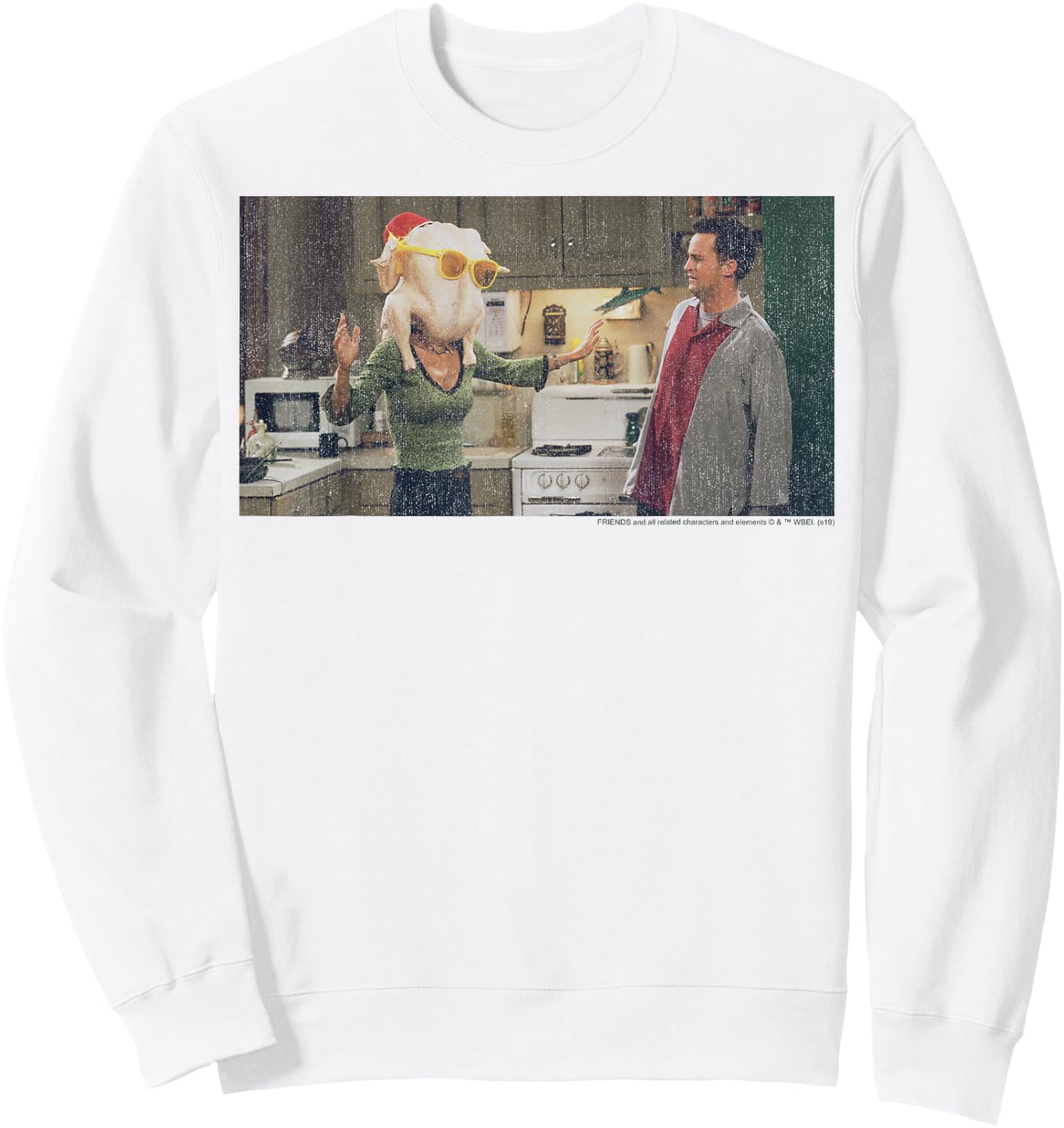 Friends Thanksgiving Turkey Head Monica Portrait Sweatshirt - Sweatshirt | White