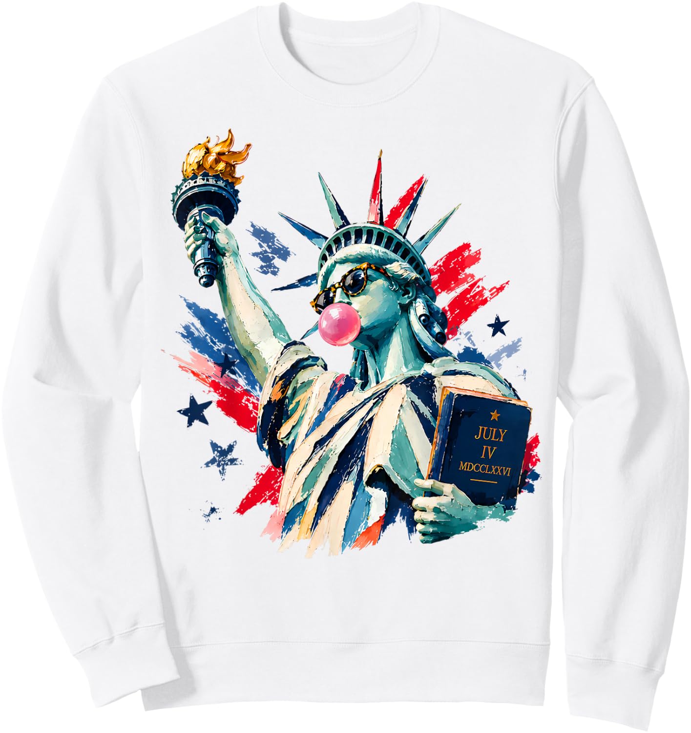 250 Years America Statue of Liberty 4th of July USA Vintage Sweatshirt - Sweatshirt | White
