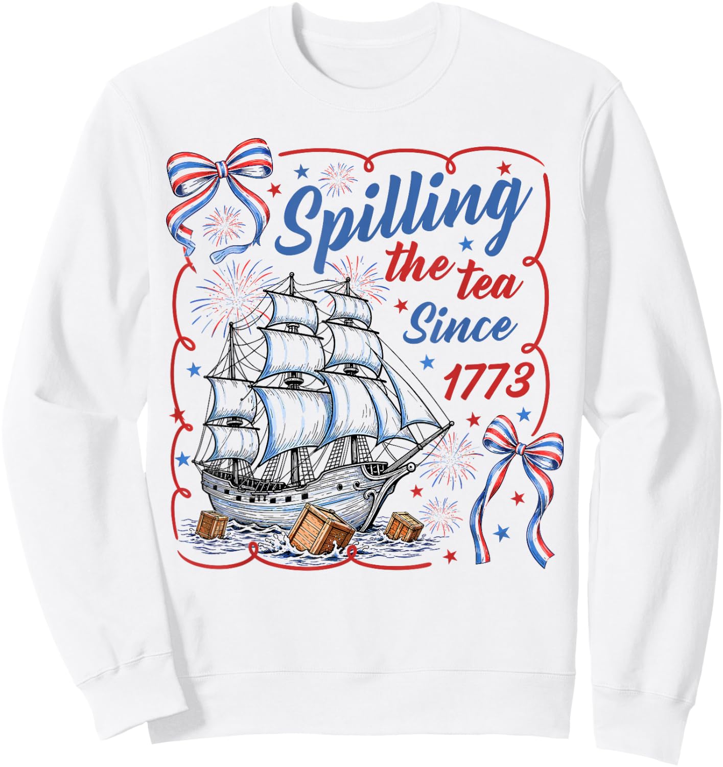 Spilling The Tea Since 1773 Vintage US History Teacher Sweatshirt - Sweatshirt | White
