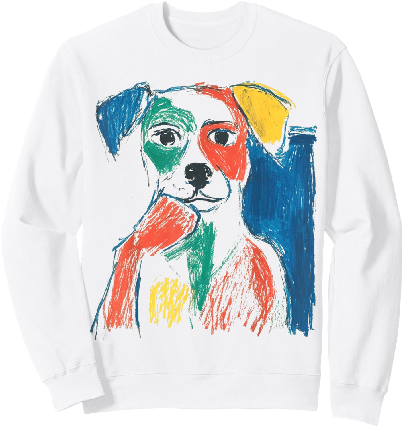 Colorful Abstract Graffiti Doodle Pop Art Dog Graphic Sweatshirt - Sweatshirt | White