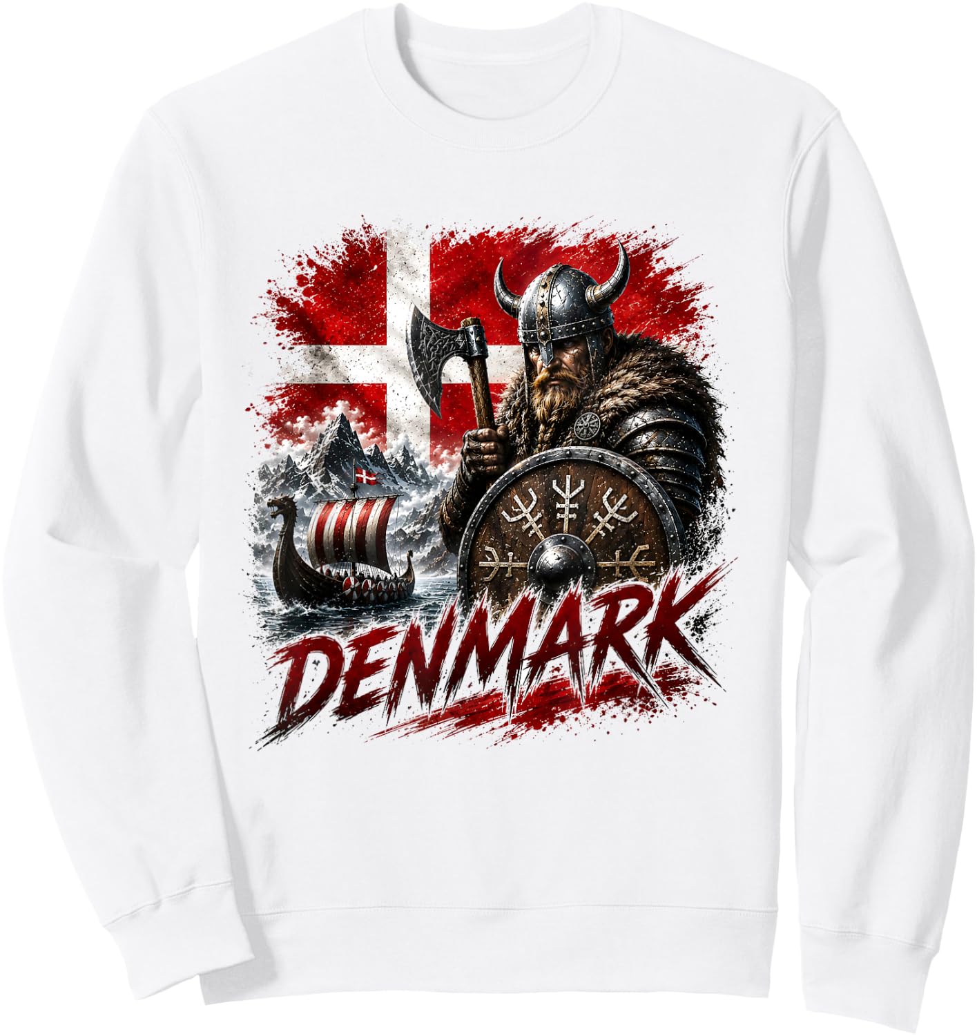 Denmark Flag Shirt, Denmark t Shirt, Denmark , Denmark Sweatshirt - Sweatshirt | White