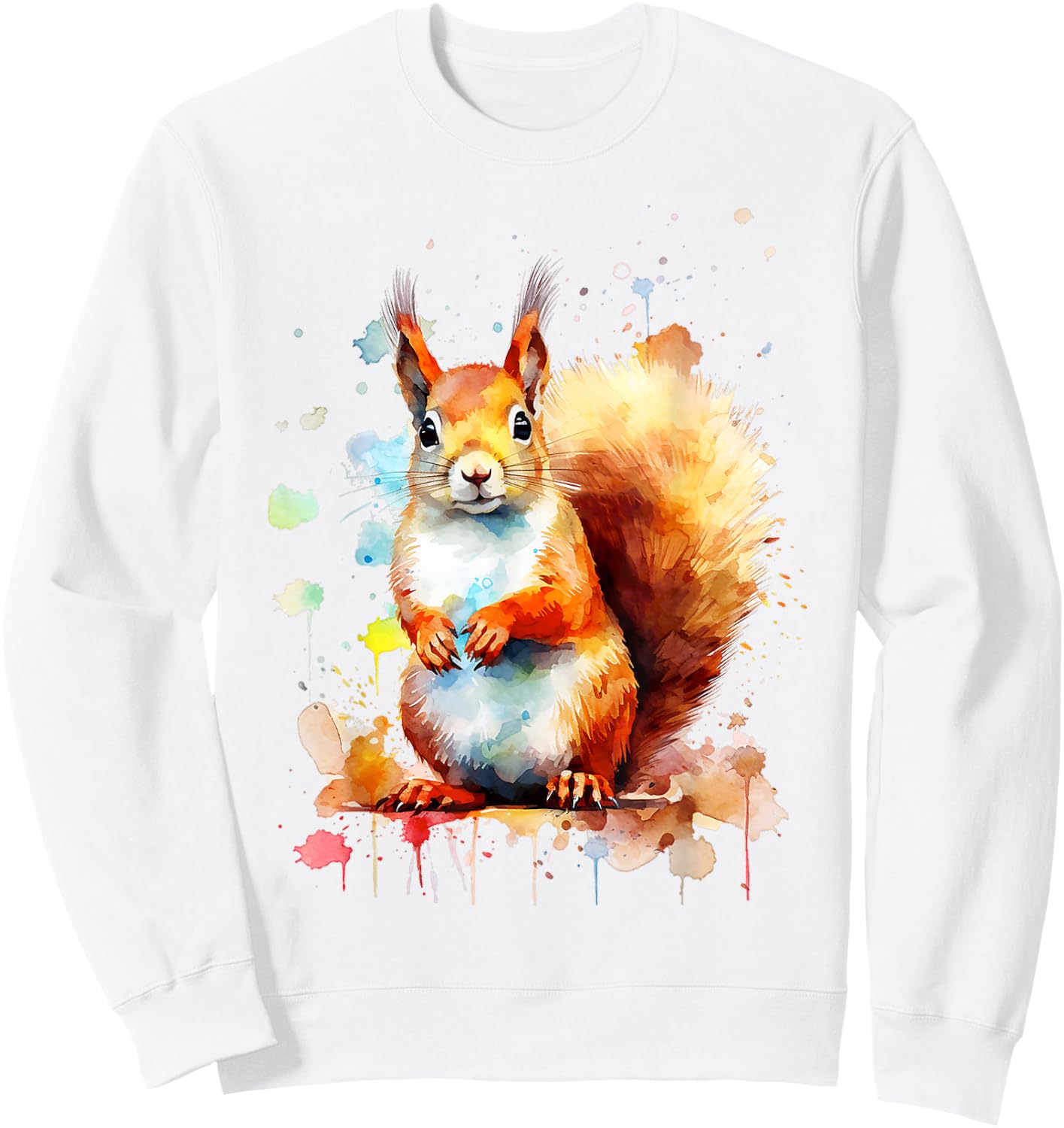 Squirrel Animal Abstract Motif Colourful Painting Squirrel , White Sweatshirt - Sweatshirt | White