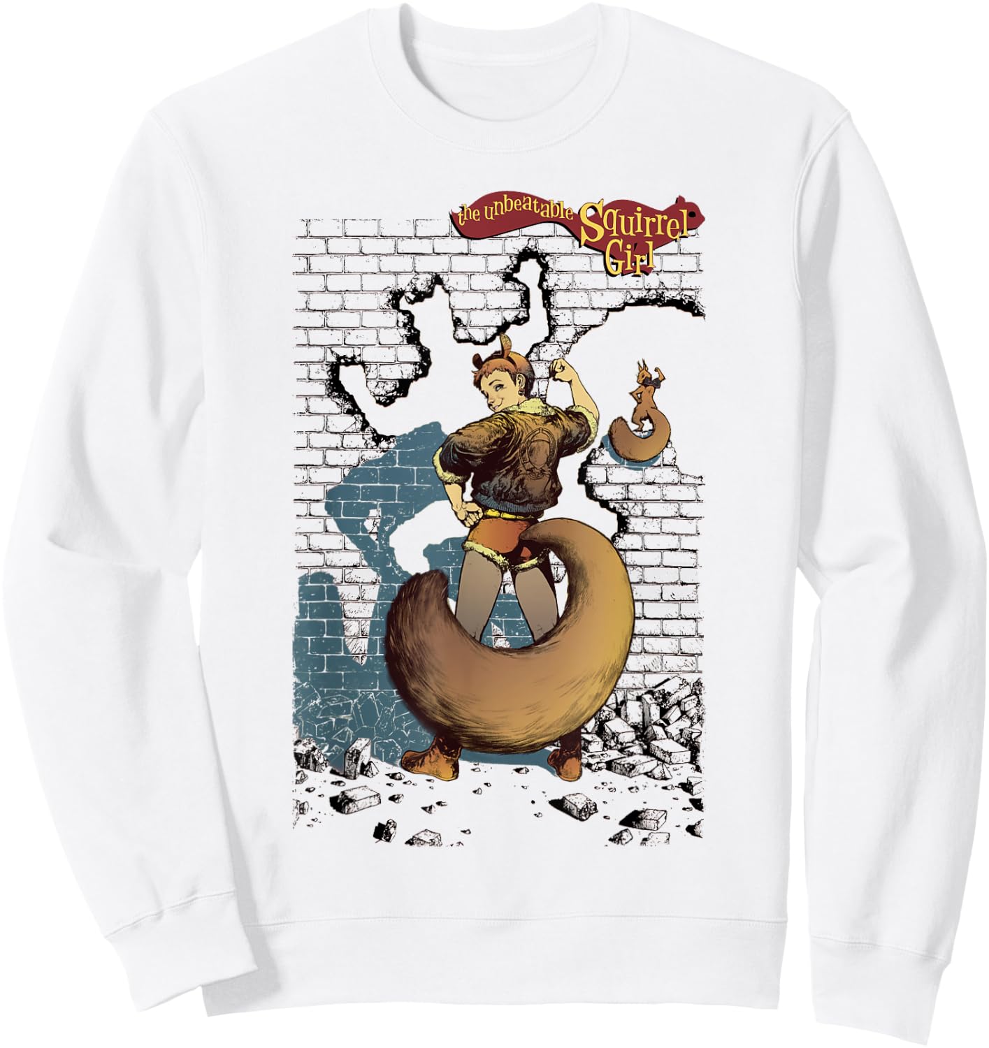 Marvel The Unbeatable Squirrel Girl Strength Title Logo Sweatshirt - Sweatshirt | White