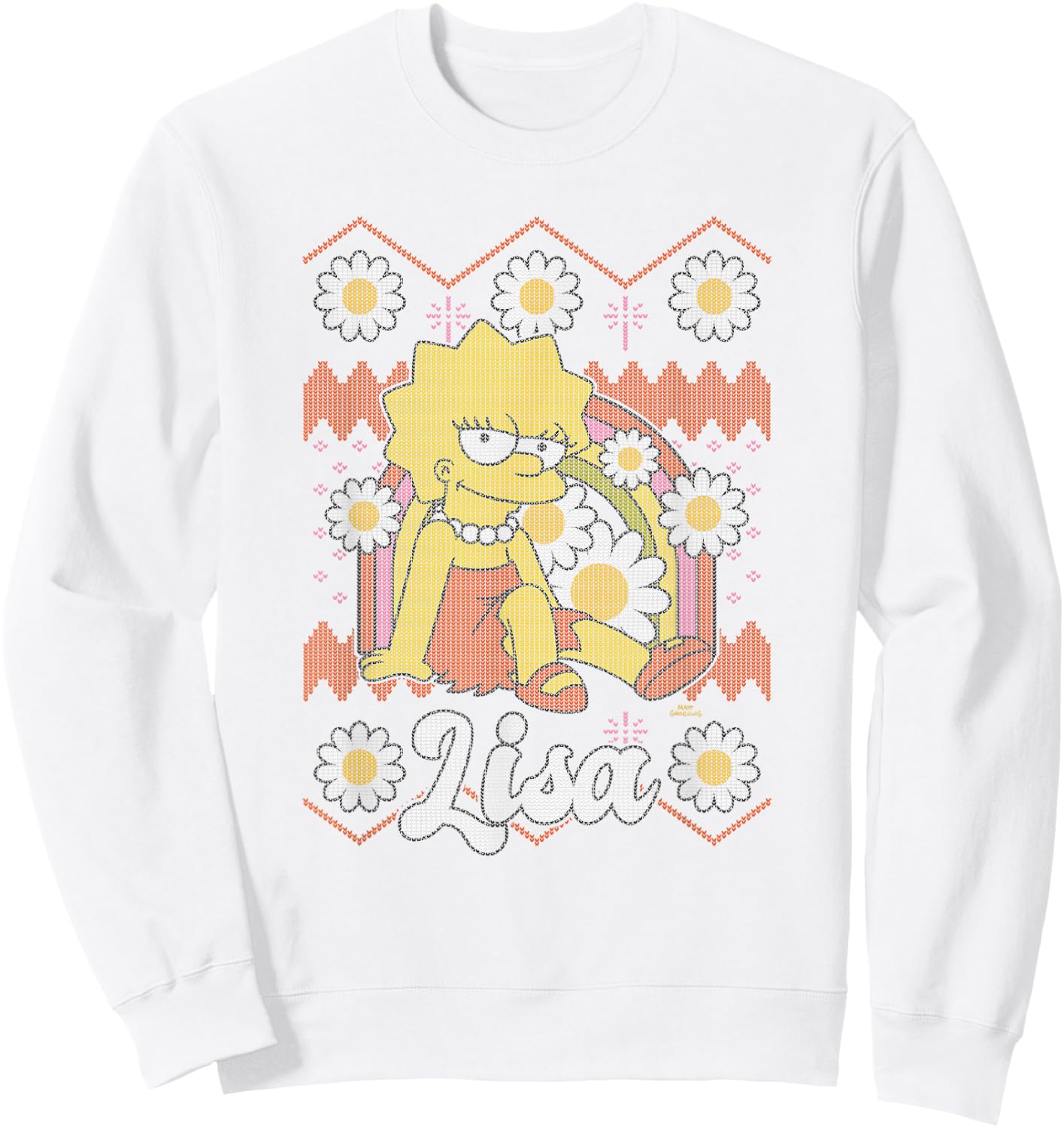The Simpsons Lisa Flowers Centered Design Sweatshirt - Sweatshirt | White