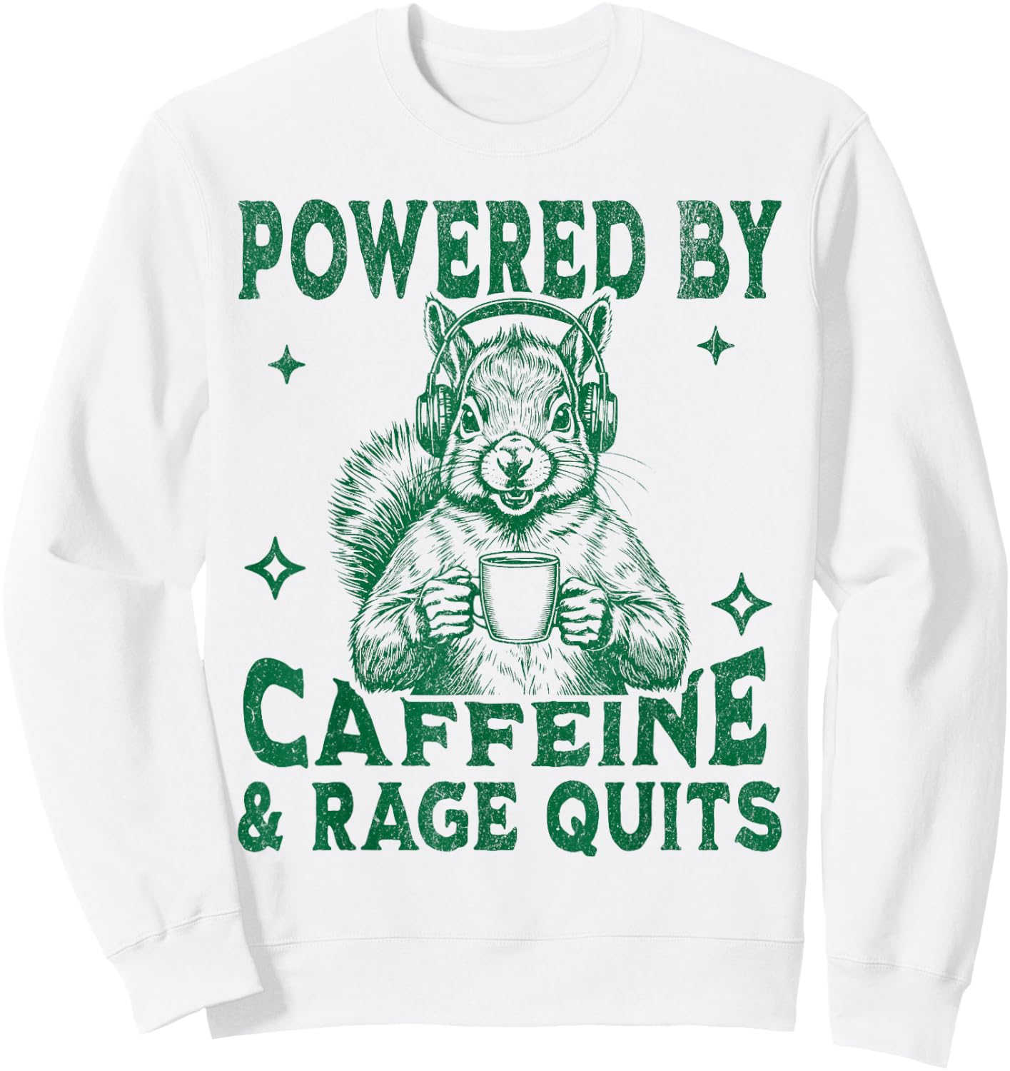 Funny Video Game and Coffee Gamer Squirrel Men and Women Sweatshirt - Sweatshirt | White