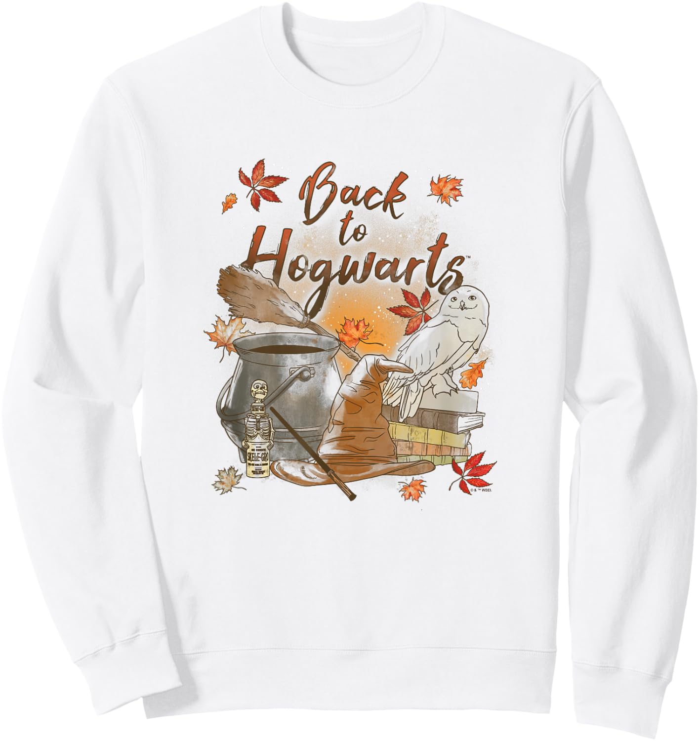 Harry Potter Back to Hogwarts Autumn Themed Hedwig Poster Sweatshirt - Sweatshirt | White