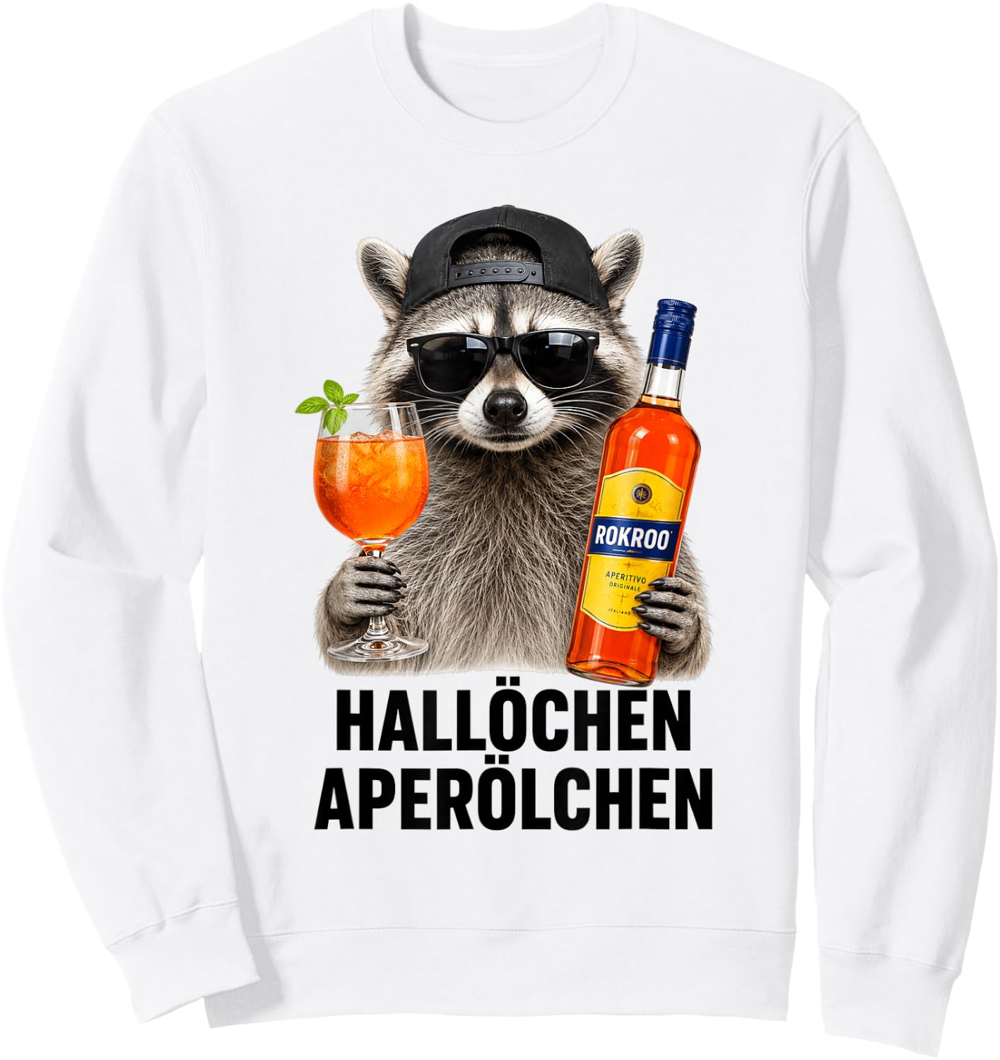 Waschbär Aperitif Hallöchen Aperölchen - Lustiges Waschbär Sweatshirt - Sweatshirt | White