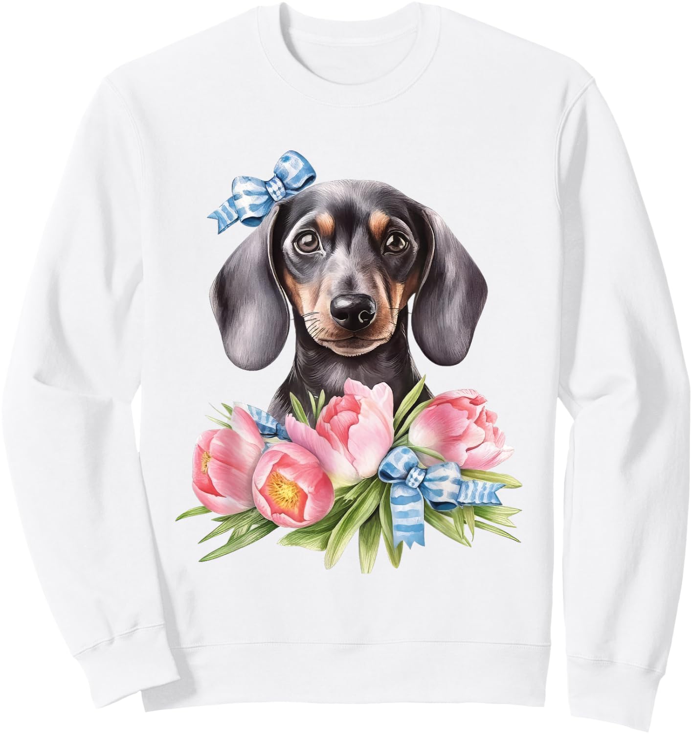 Floral Wildflower Wiener & Dachshund Sweatshirt - Sweatshirt | White