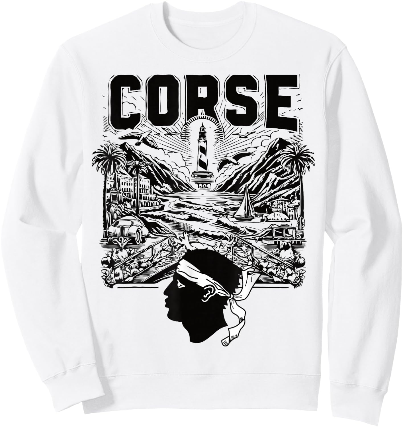 Beautiful Gift souvenir design Corsican flag symbol , white, S Sweatshirt - Sweatshirt | White