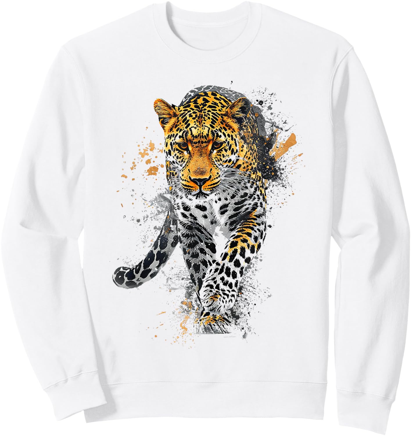 Leopard Animal Abstract Motif Drawing Art Painting Leopard Sweatshirt - Sweatshirt | White