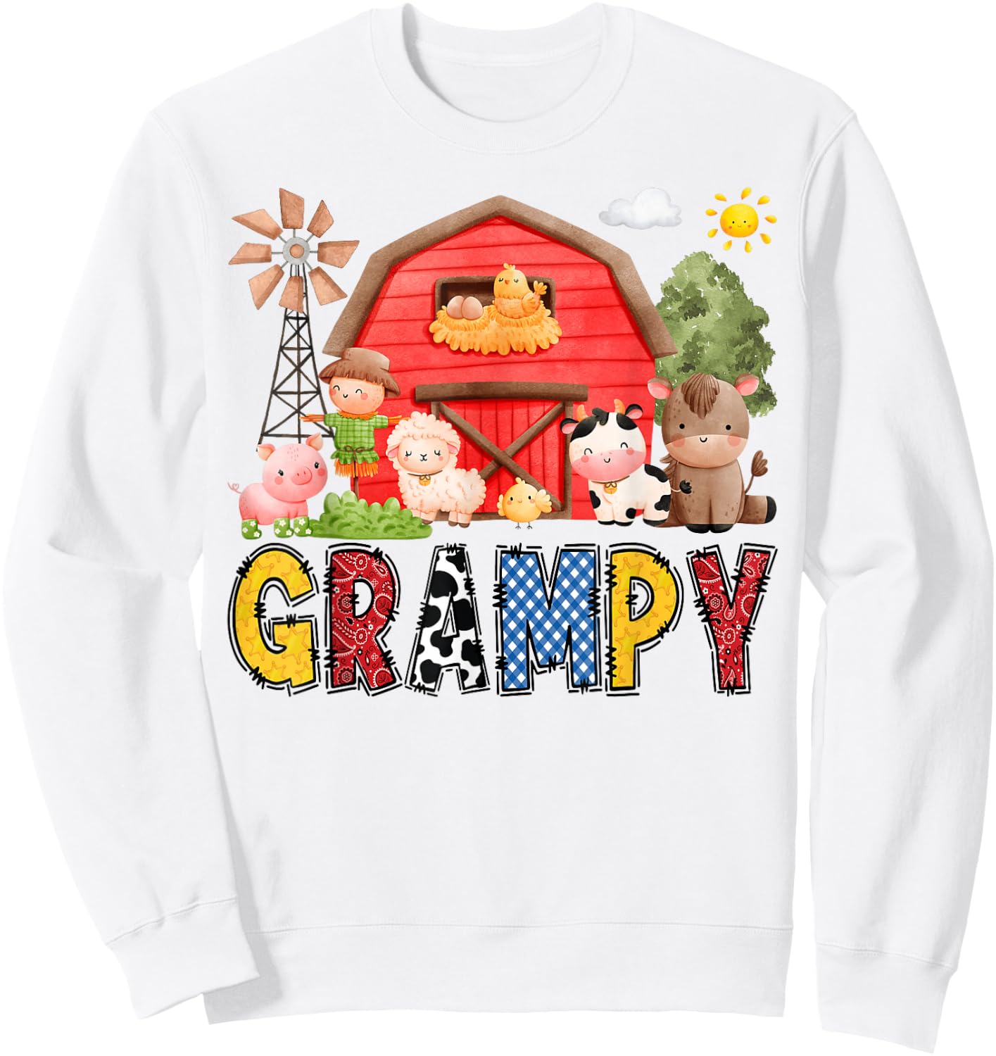 Grampy Farm Cow Birthday Boy Matching Family Matching Sweatshirt - Sweatshirt | White