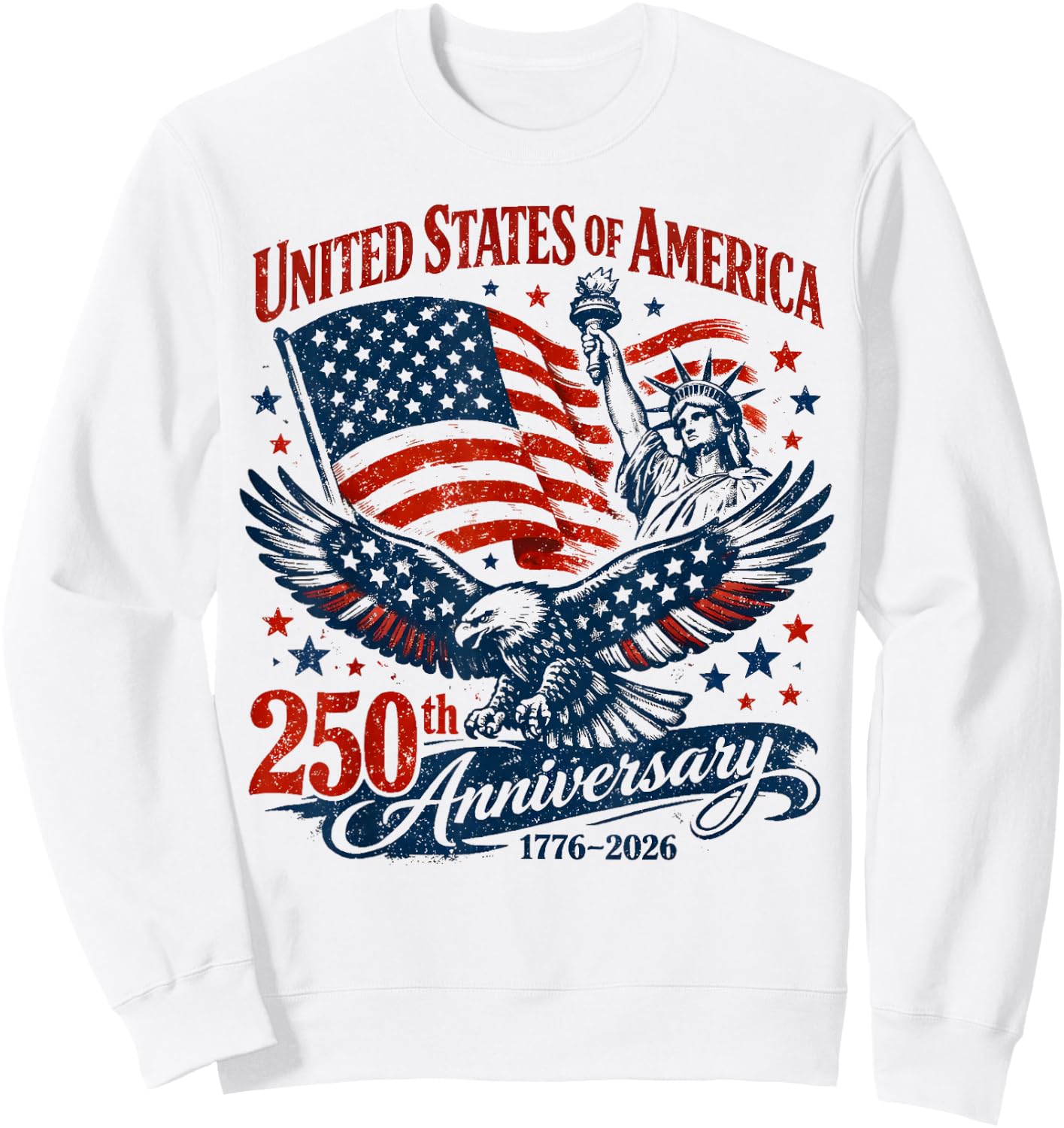 Vintage United States of America 250th Anniversary 1776 2026 Sweatshirt - Sweatshirt | White