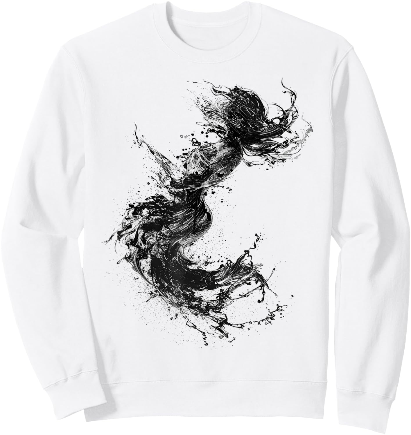 Women Mermaid Drawing Art Graphic Motif Women Sweatshirt - Sweatshirt | White