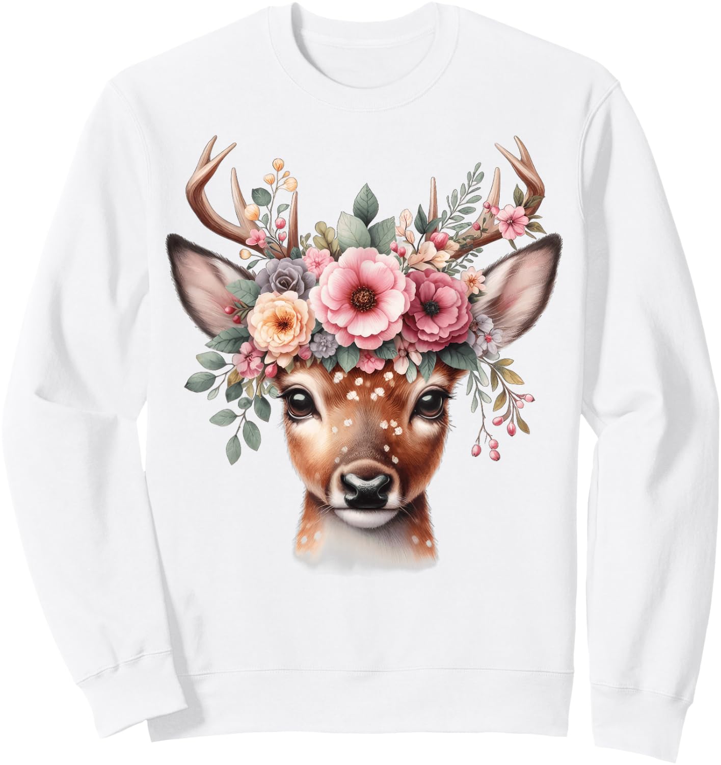 Reh Damen - Reh Kostüm Kinder Carnival Reindeer , White Sweatshirt - Sweatshirt | White