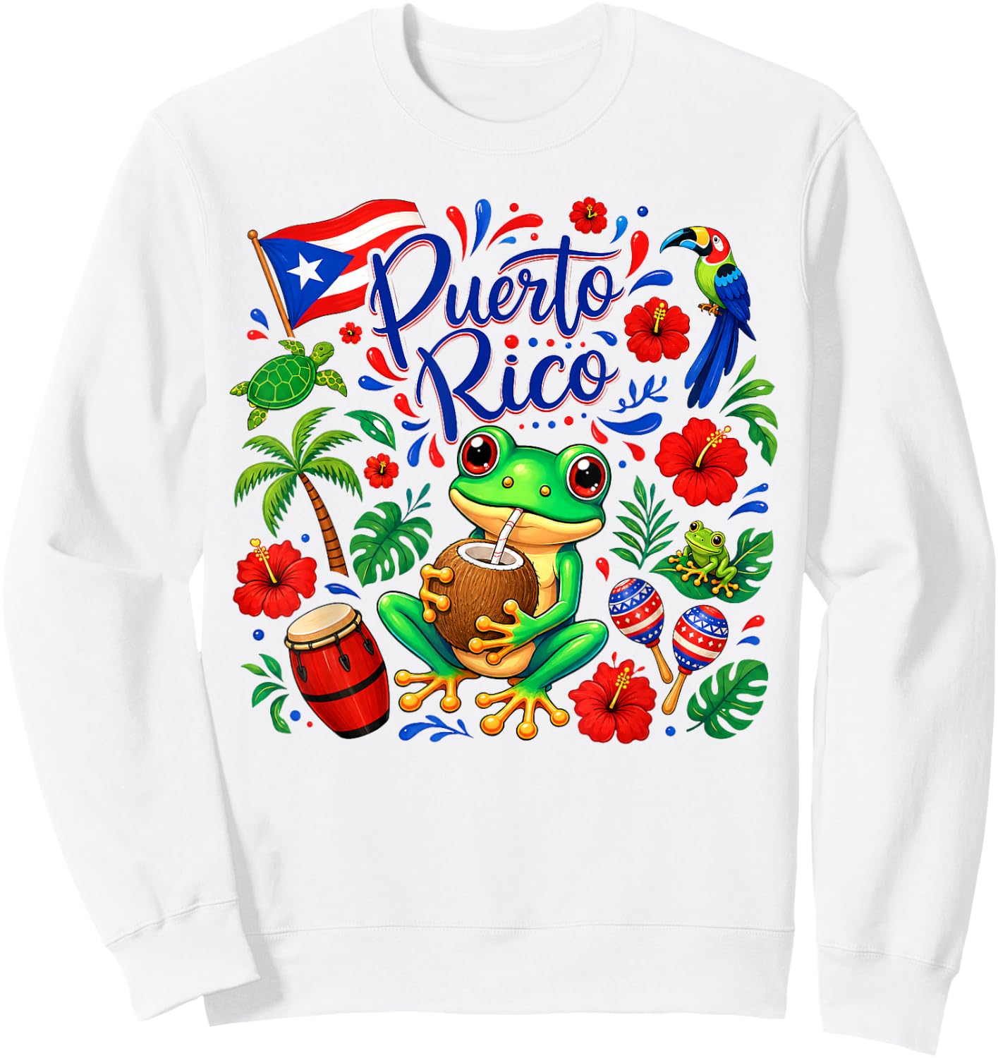 Hispanic Heritage Month Puerto Rico Coqui Frog Taino Symbol Sweatshirt - Sweatshirt | White