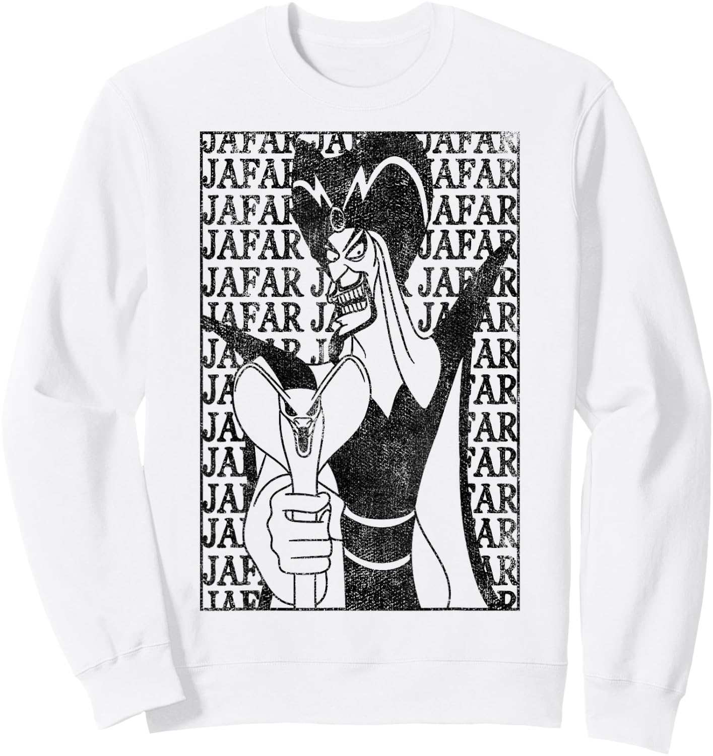 Disney Villains Jafar Word Wall Poster Black and White Sweatshirt - Sweatshirt | White