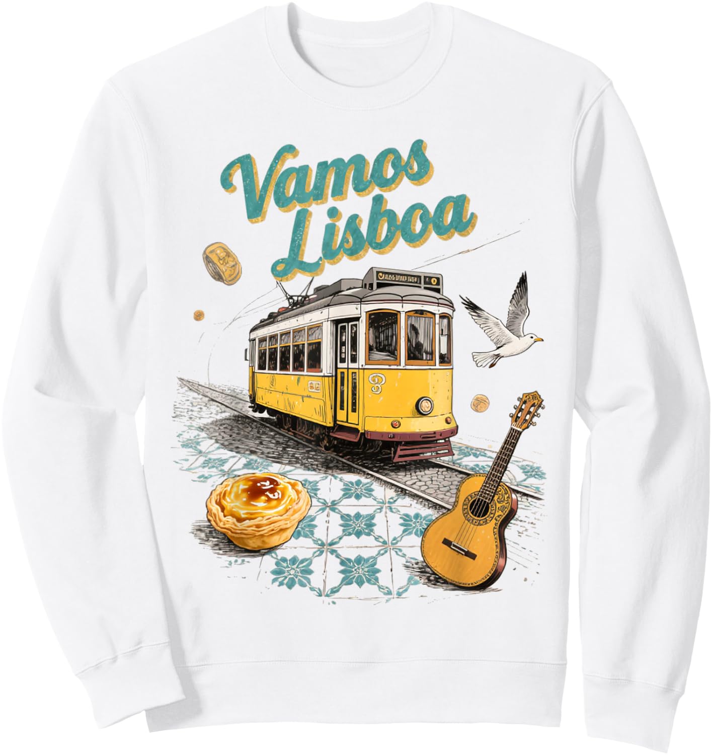 Vamos Lisboa Lisbonne Portugal Souvenir de Voyage rétro Sweatshirt - Sweatshirt | White