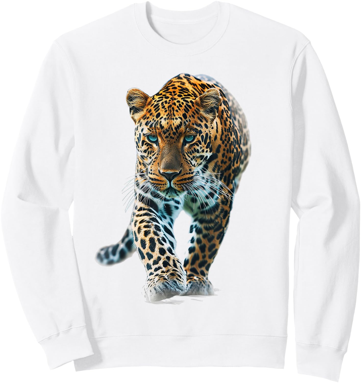 Leopard Animal Print Motif Drawing Portrait Leopard Sweatshirt - Sweatshirt | White