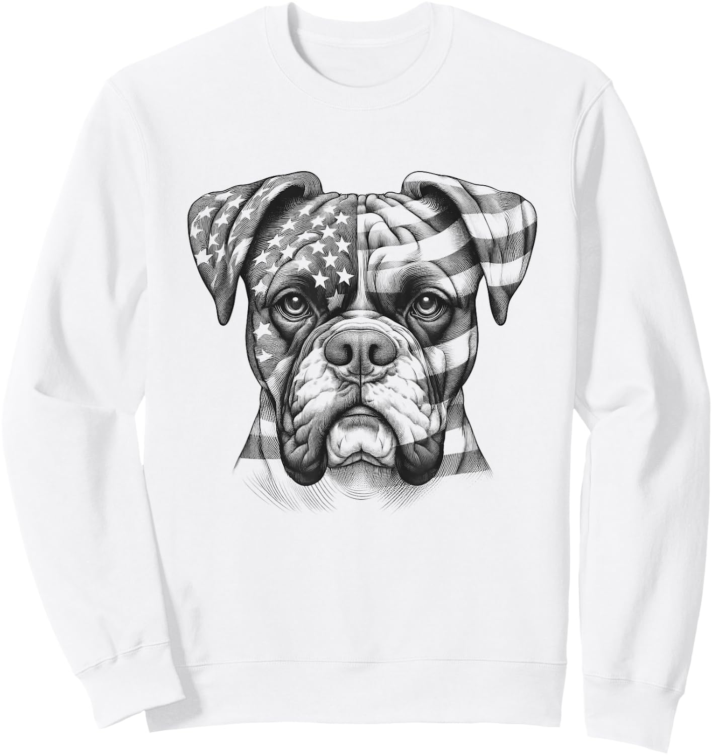 Boxer Dog American Flag USA 4th of July Design Idea Sweatshirt - Sweatshirt | White