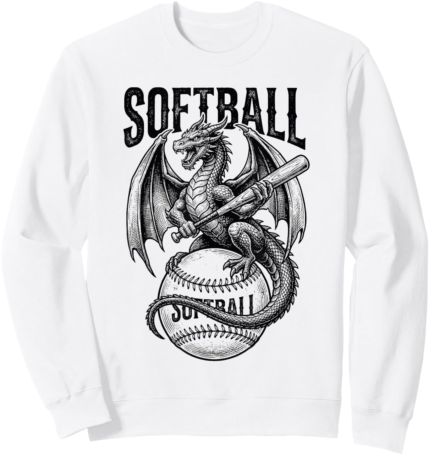 Softball Dragon Sweatshirt - Sweatshirt | White