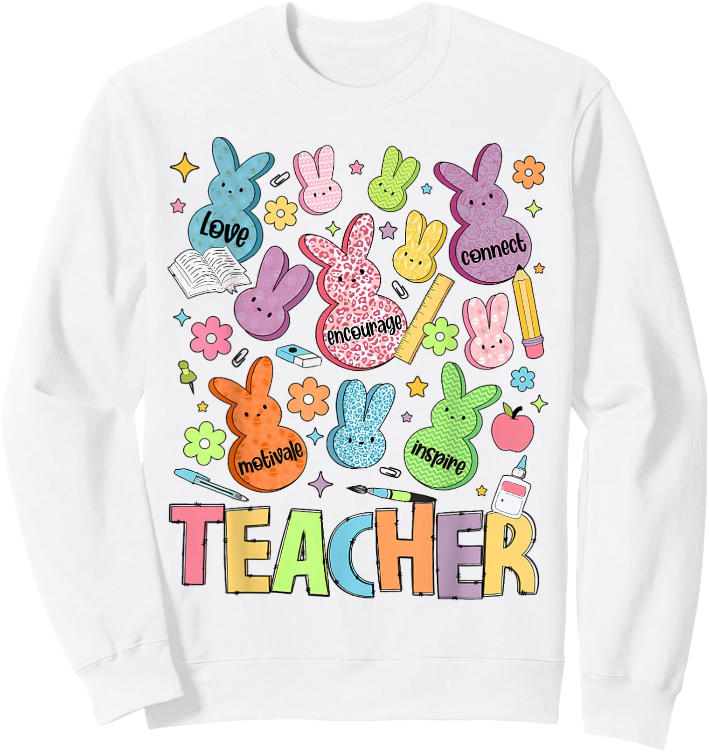 Teacher of the Sweetest Bunny Easter Day Teaching Sweatshirt - Sweatshirt | White
