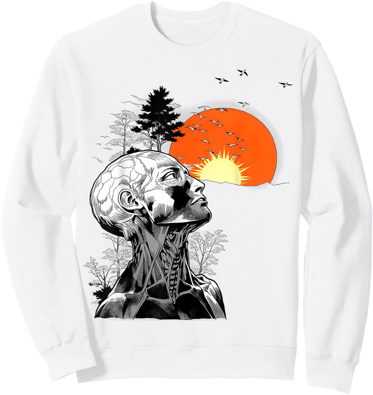 Graphic Human Tree of Mouth , white, S Sweatshirt - Sweatshirt | White
