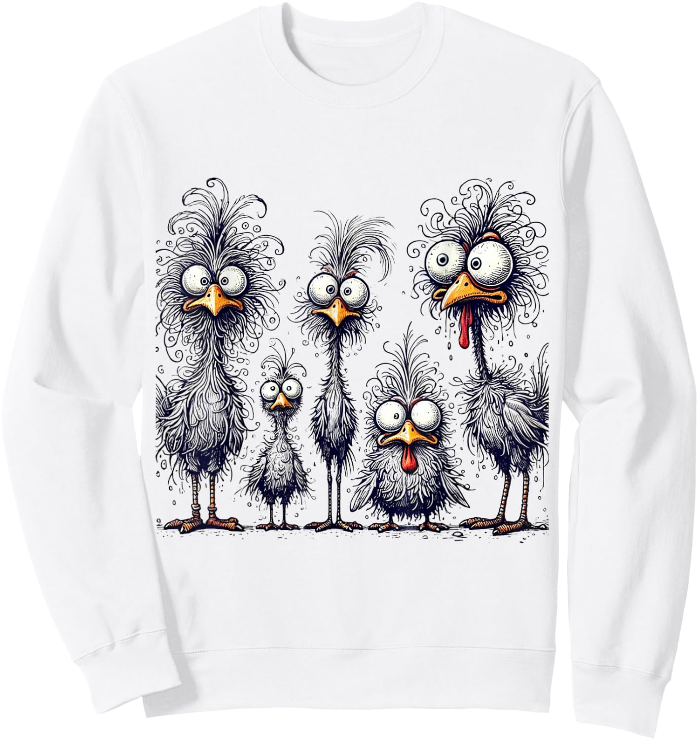 Crazy Chicken Family , gray Sweatshirt - Sweatshirt | White