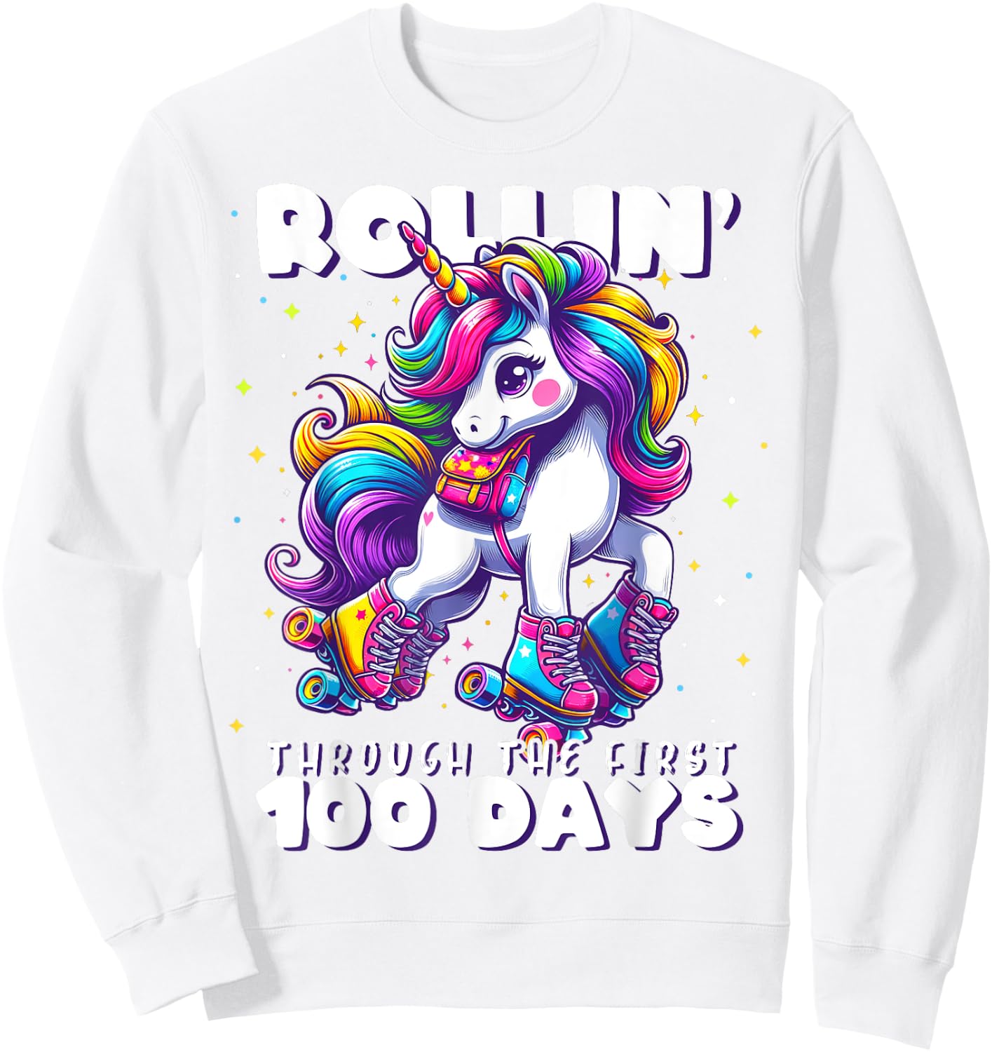 100 Days of School Girls Teacher 100th Day Unicorn Outfit Sweatshirt - Sweatshirt | White