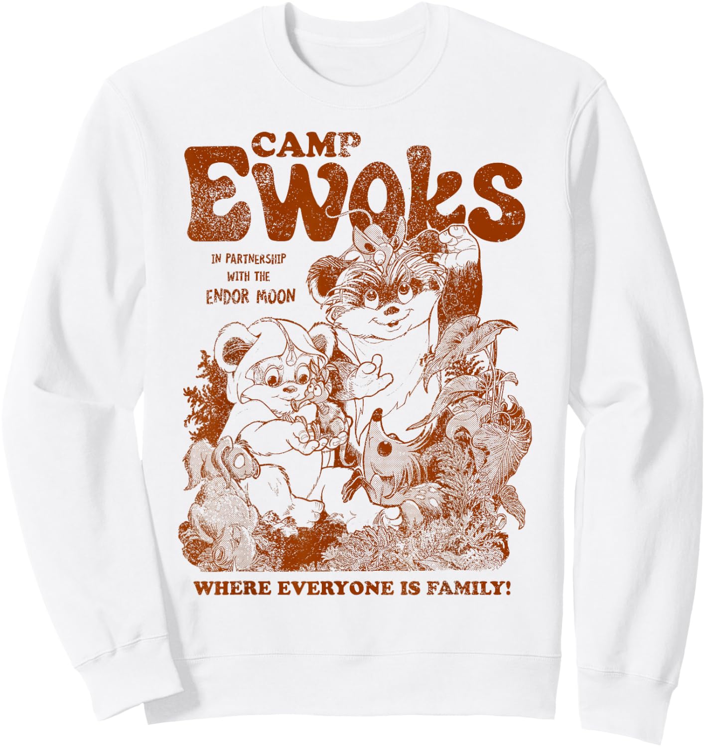 Star Wars Camp Ewoks Wicket Kneesaa Vintage Style Distressed Sweatshirt - Sweatshirt | White