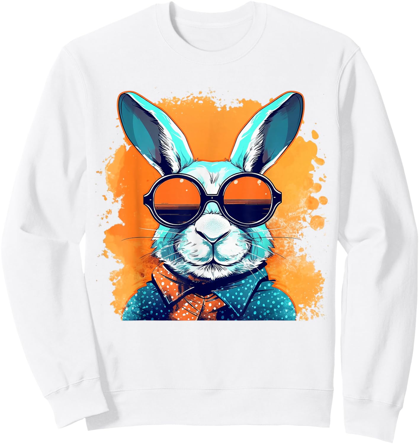 Cool Bunny Face With Sunglasses Easter Day Boys Men Kids Sweatshirt - Sweatshirt | White