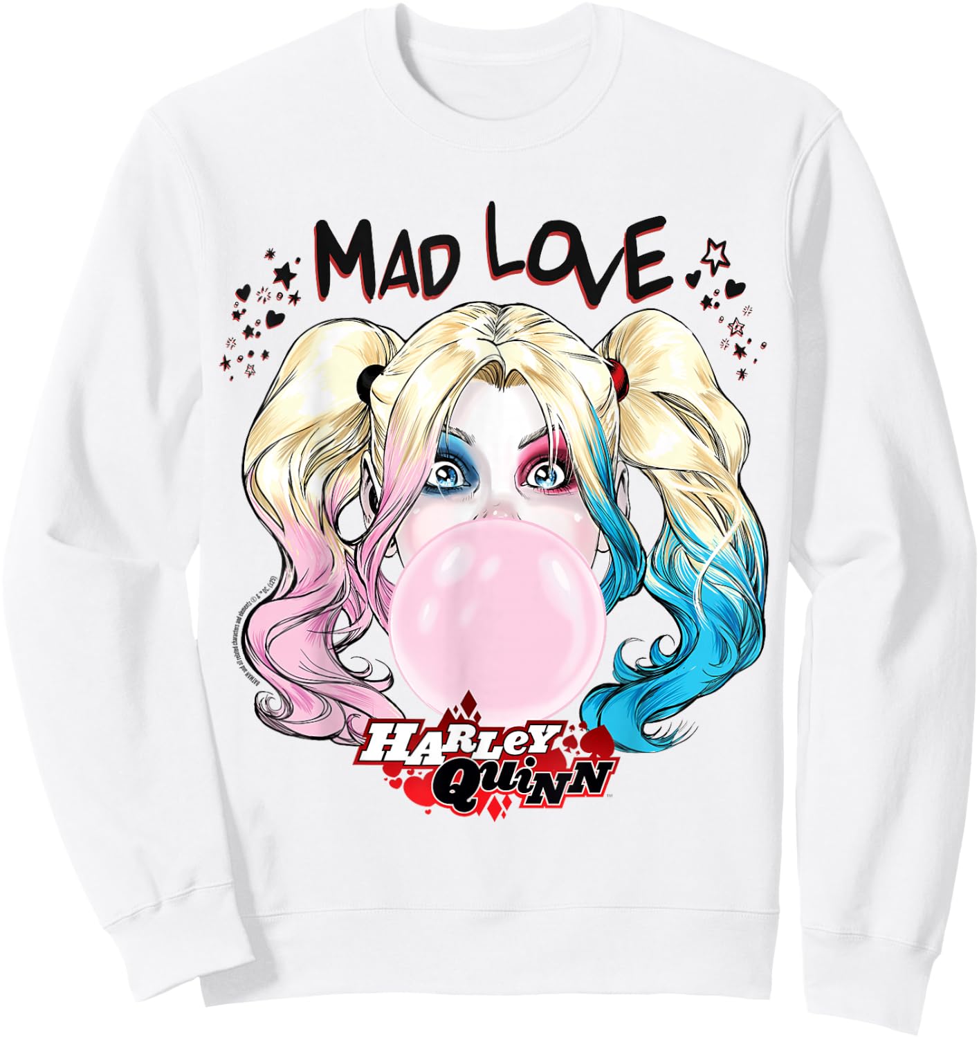 Batman Harley Quinn Bubblegum Mad Love , White Sweatshirt - Sweatshirt | White