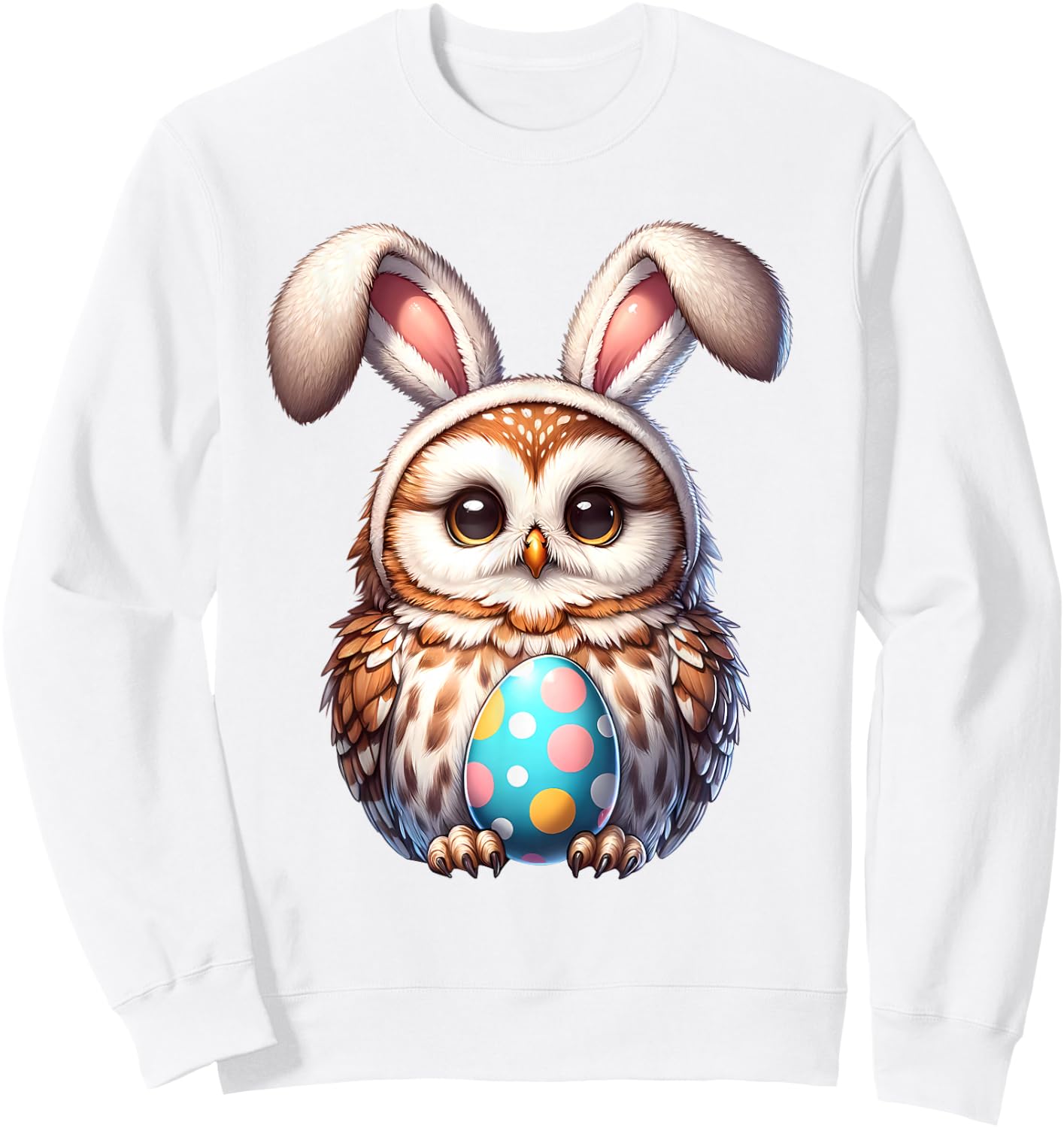 Funny Easter Owl Lover Egg Eggs Bunny Rabbit Bunnies Sweatshirt - Sweatshirt | White