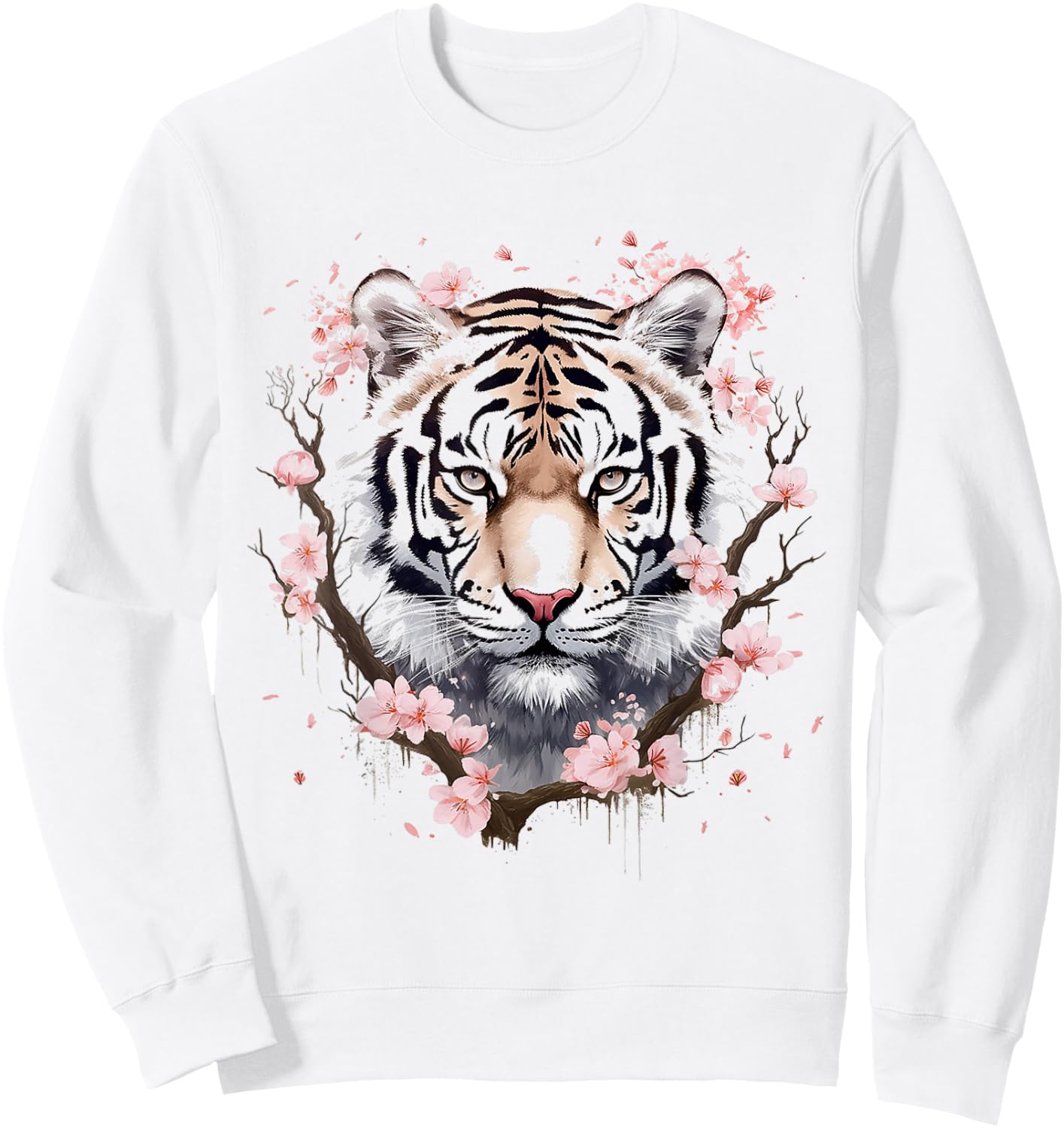Tiger Animal Nature Pattern Art Abstract Face Tiger , white, S Sweatshirt - Sweatshirt | White