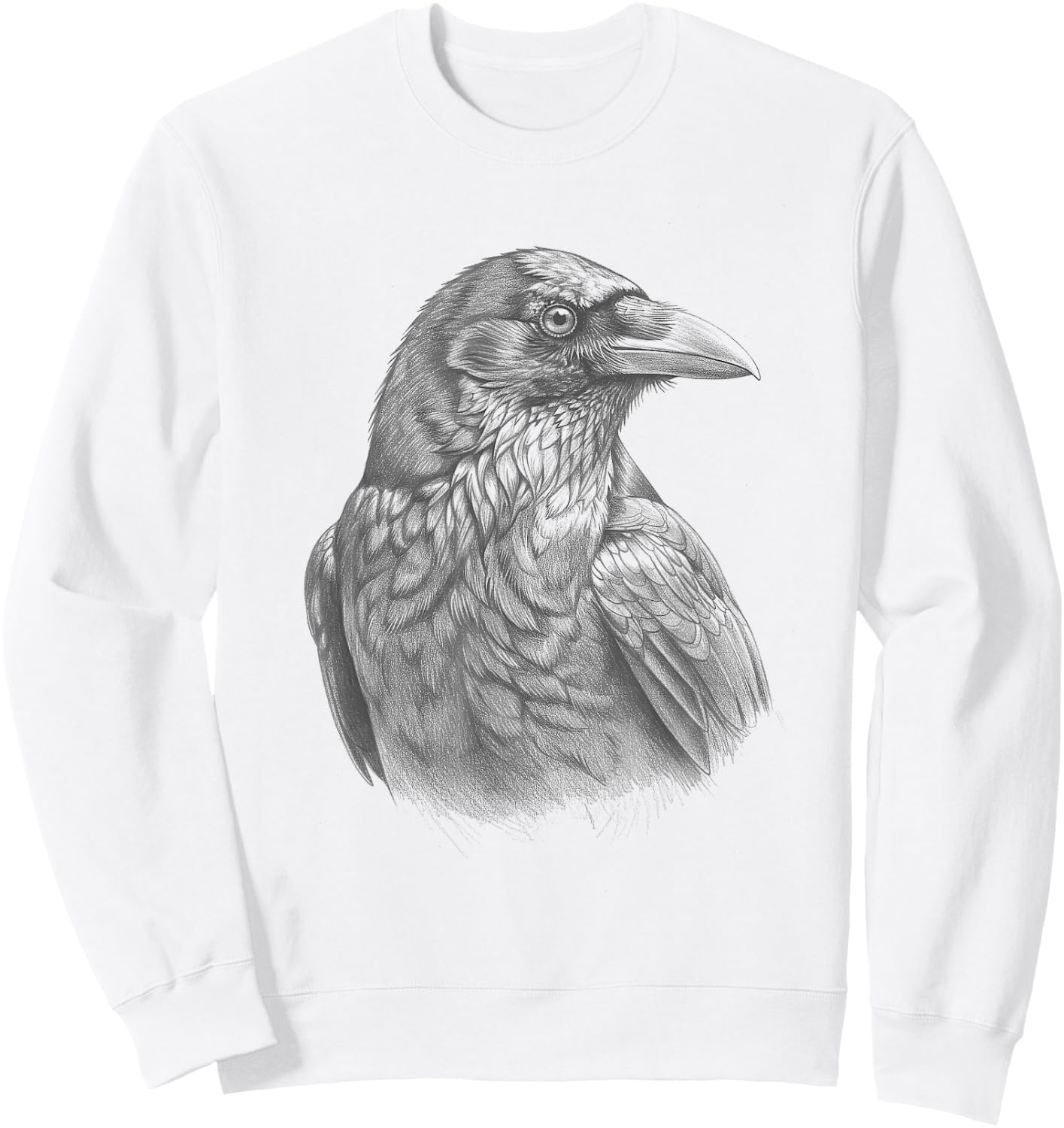 Vintage Crow Drawing Art Raven Design Sweatshirt - Sweatshirt | White