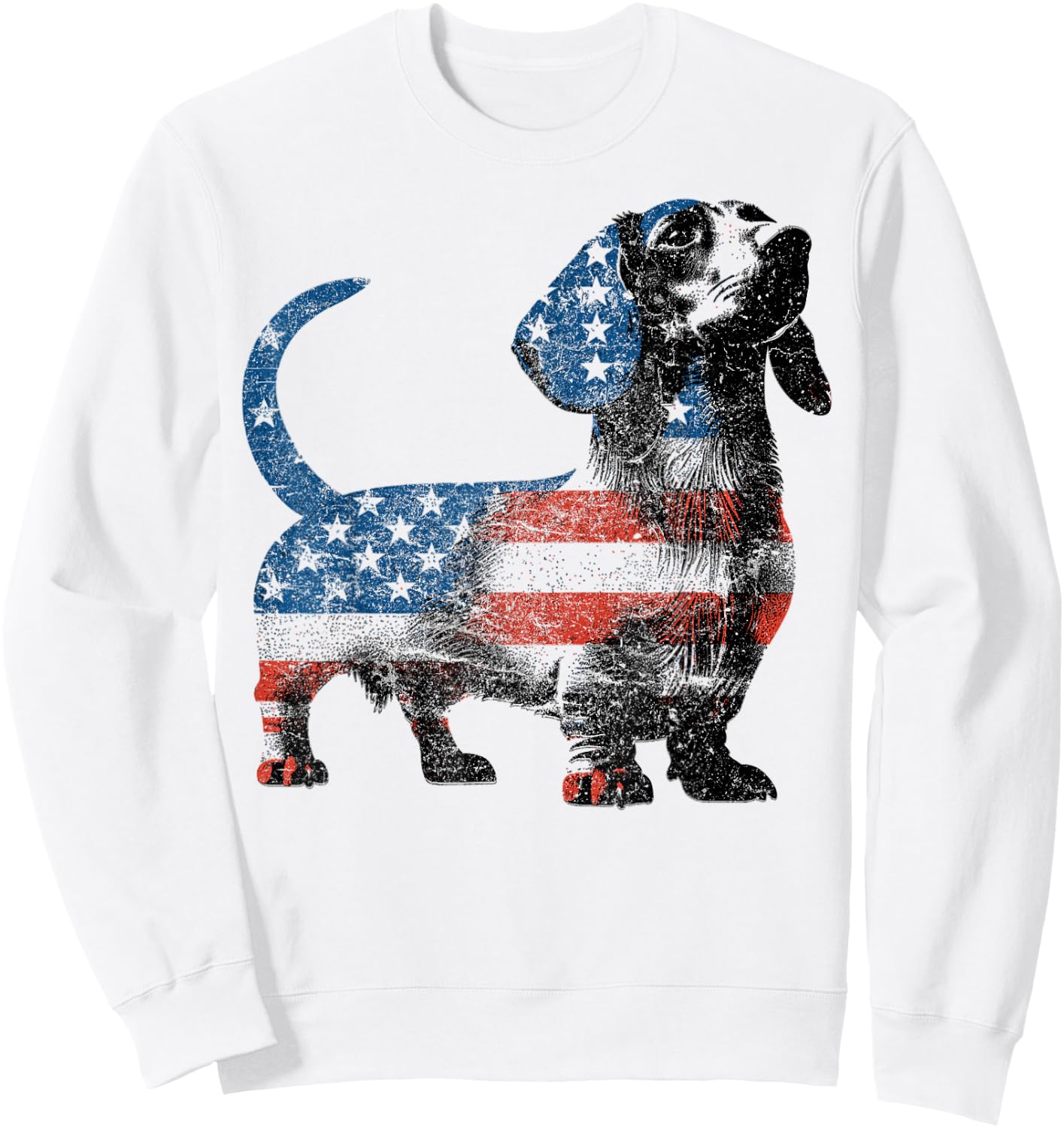 Patriotic Dachshund Dog Lovers American Flag 4th of July Sweatshirt - Sweatshirt | White