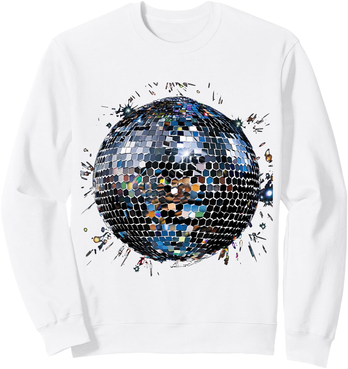 Discoball Vintage Retro House Disco Ball Cool Party , White Sweatshirt - Sweatshirt | White