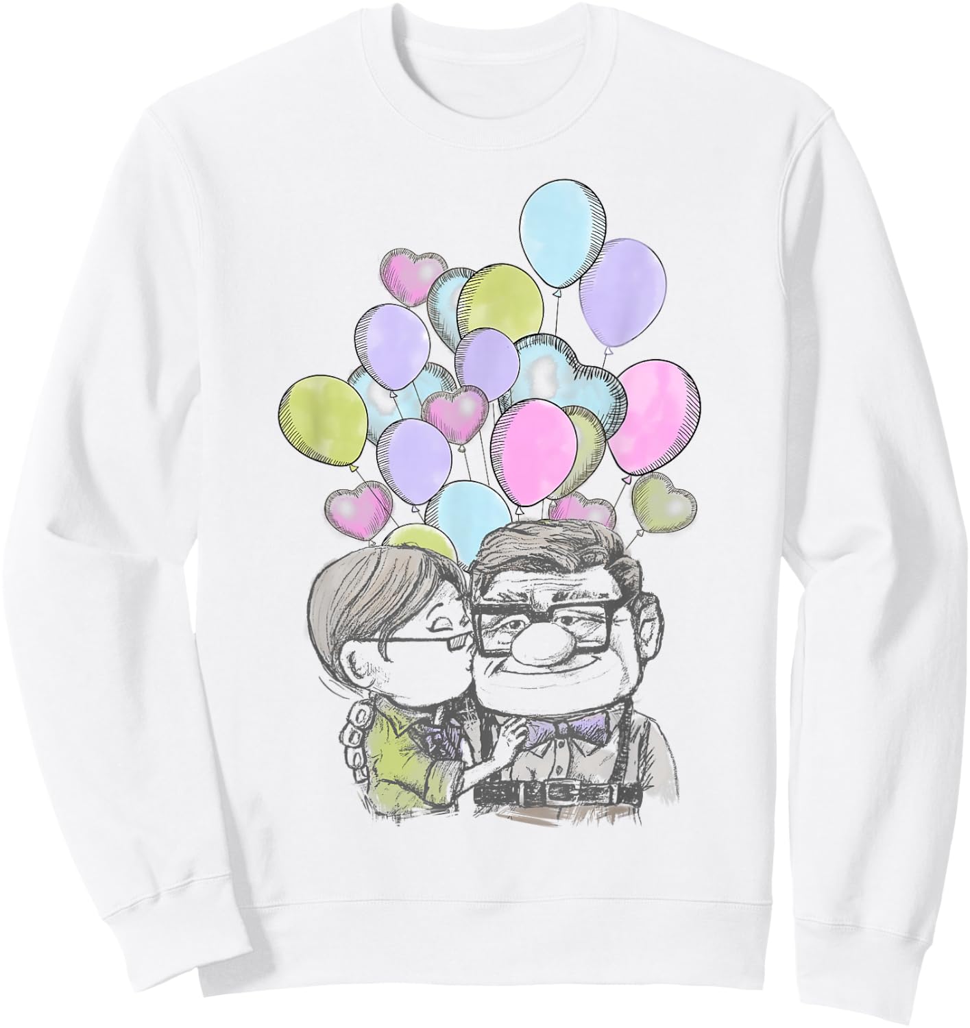 Disney Pixar Up Valentine's Day Carl and Ellie Balloons Small Sweatshirt - Sweatshirt | White